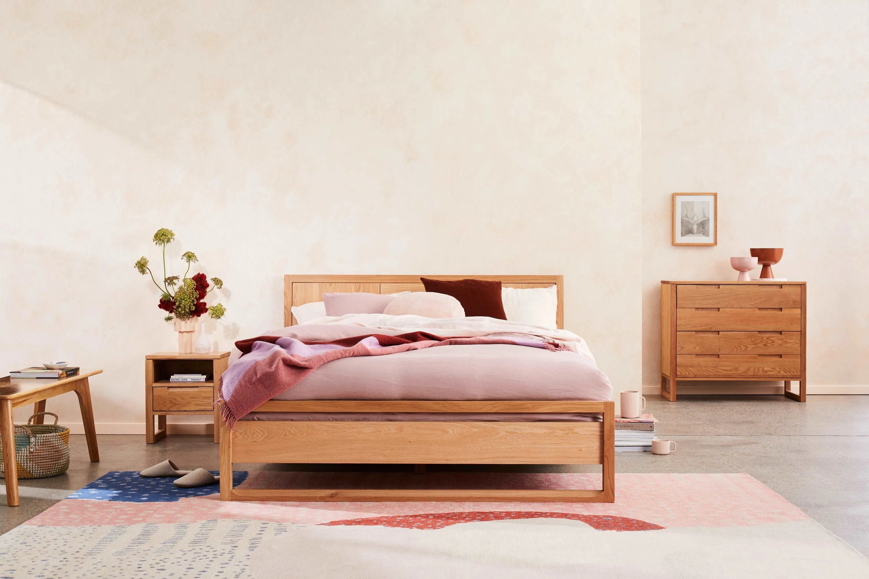 Bruno Bed Frame King American Oak