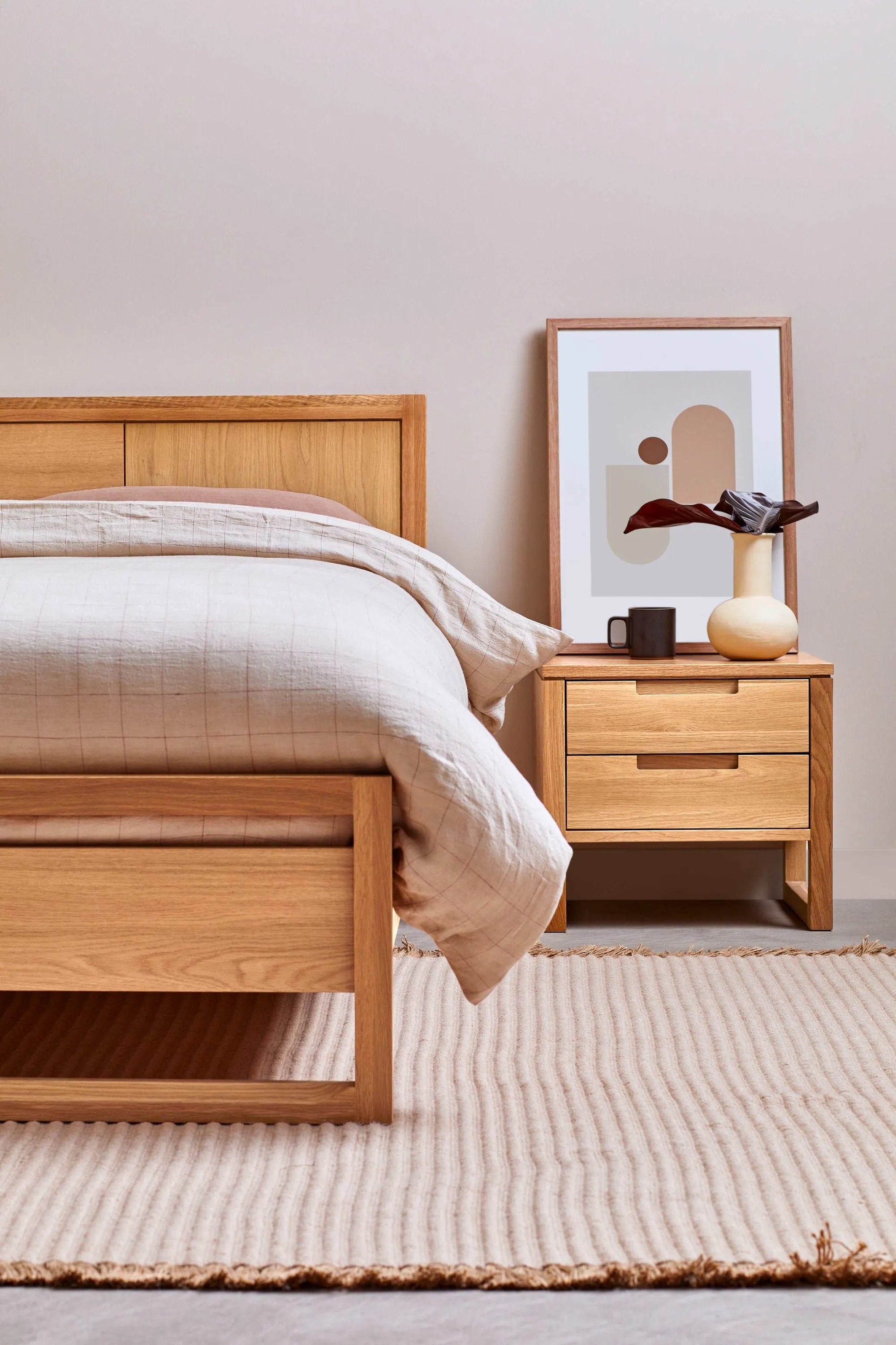 Bruno Bed Frame King American Oak