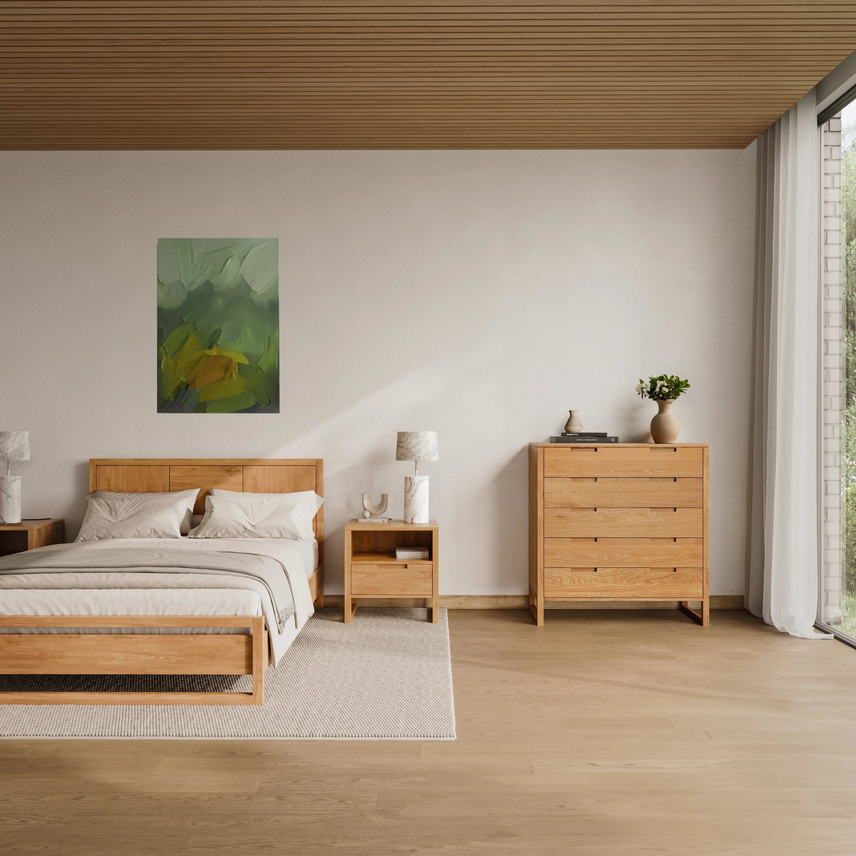 Bruno Bed Frame King American Oak