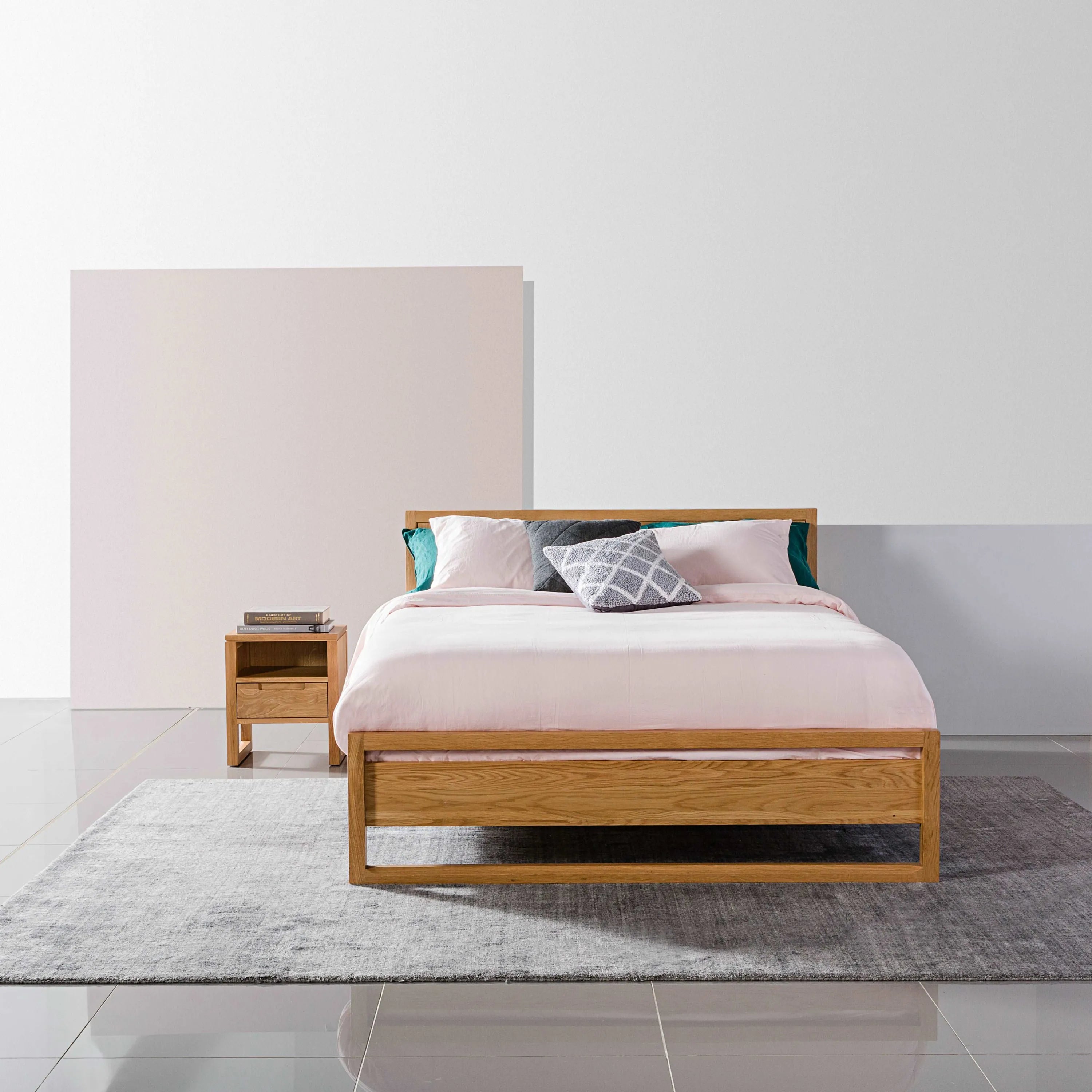 Bruno Bed Frame King American Oak