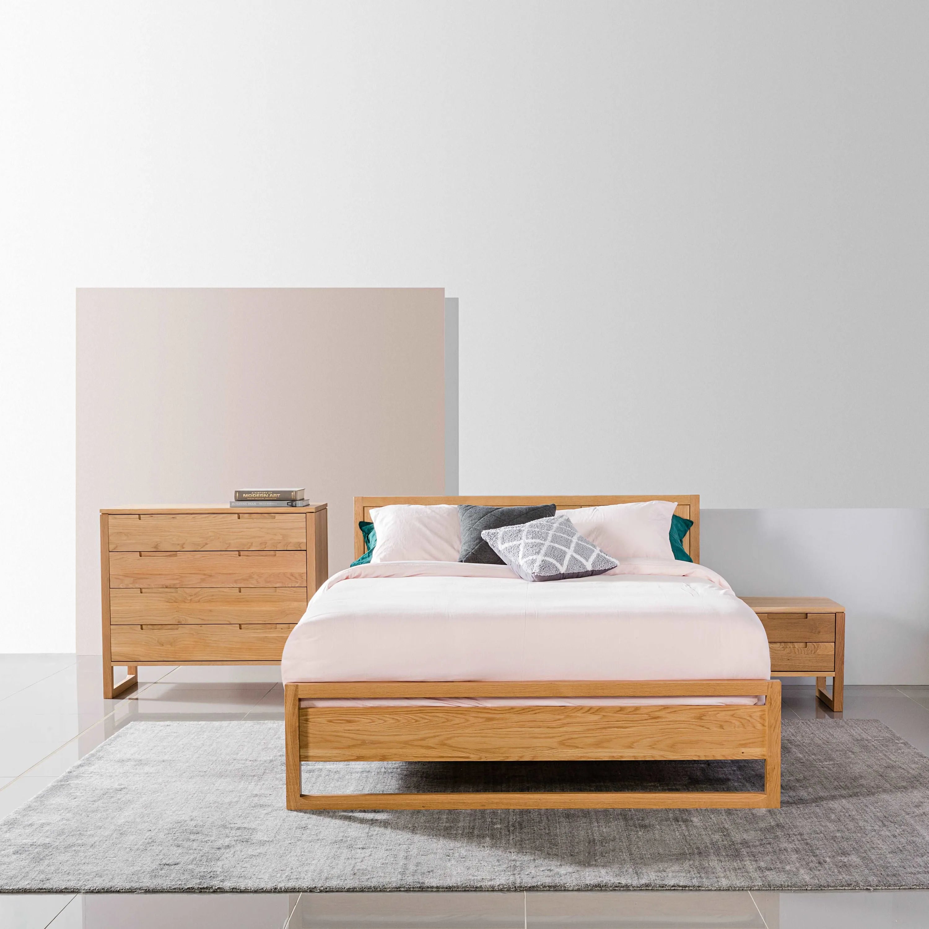 Bruno Bed Frame King American Oak