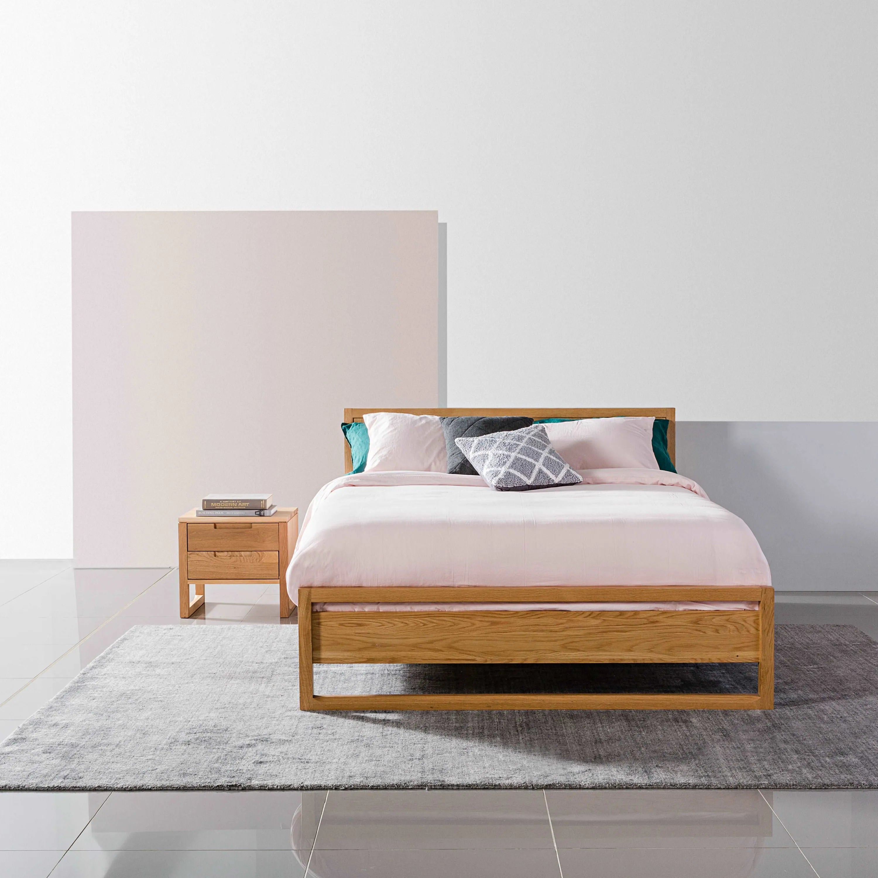 Bruno Bed Frame King American Oak