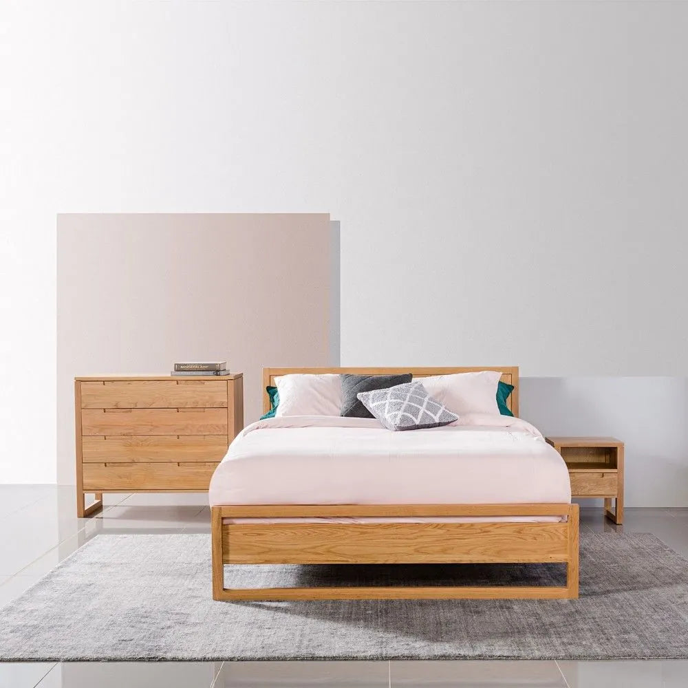 Bruno Bed Frame Queen American Oak