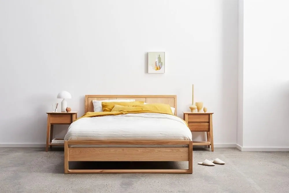 Bruno Bed Frame Queen American Oak