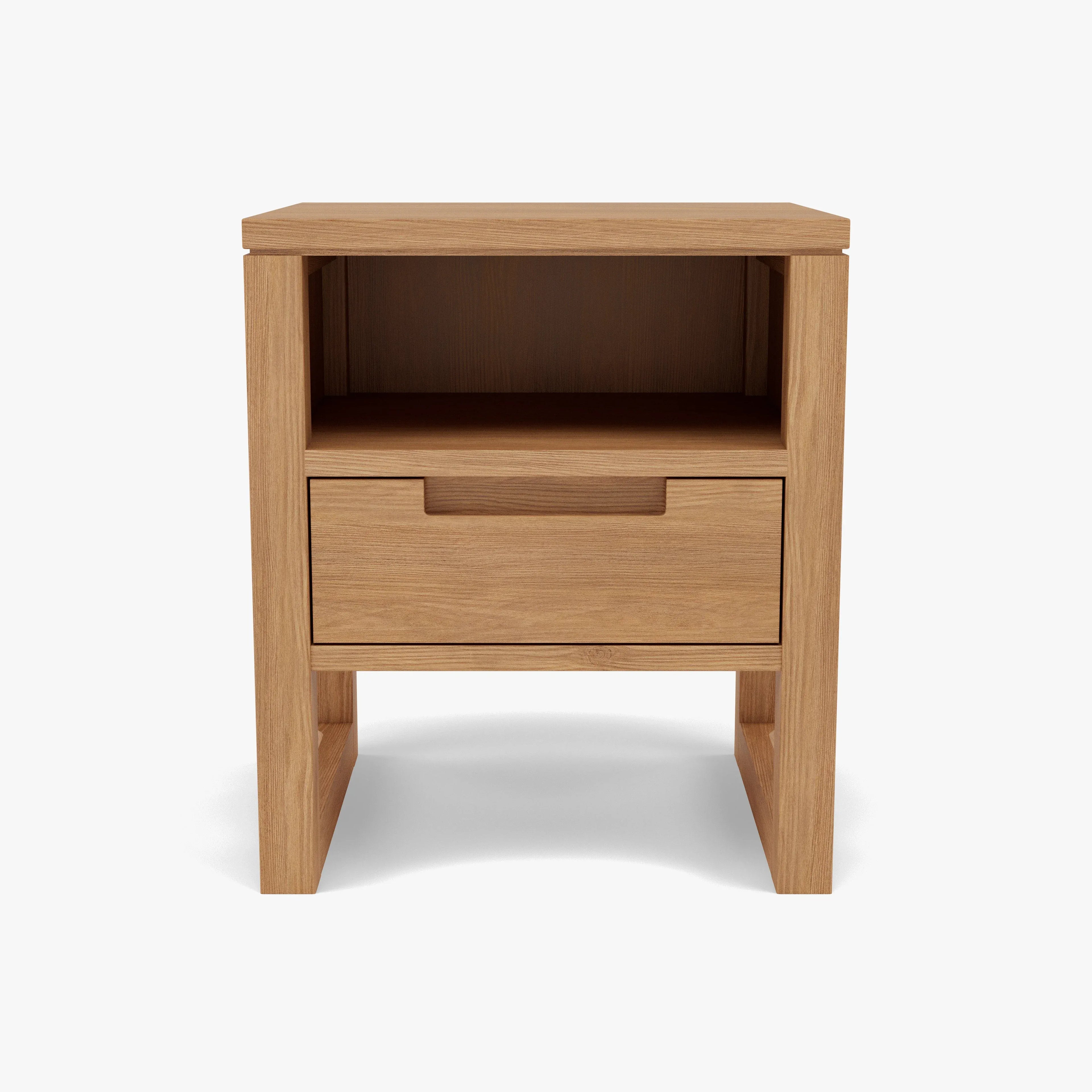 Bruno Nightstand 1 Drawer 17" x 14" Solid American Oak