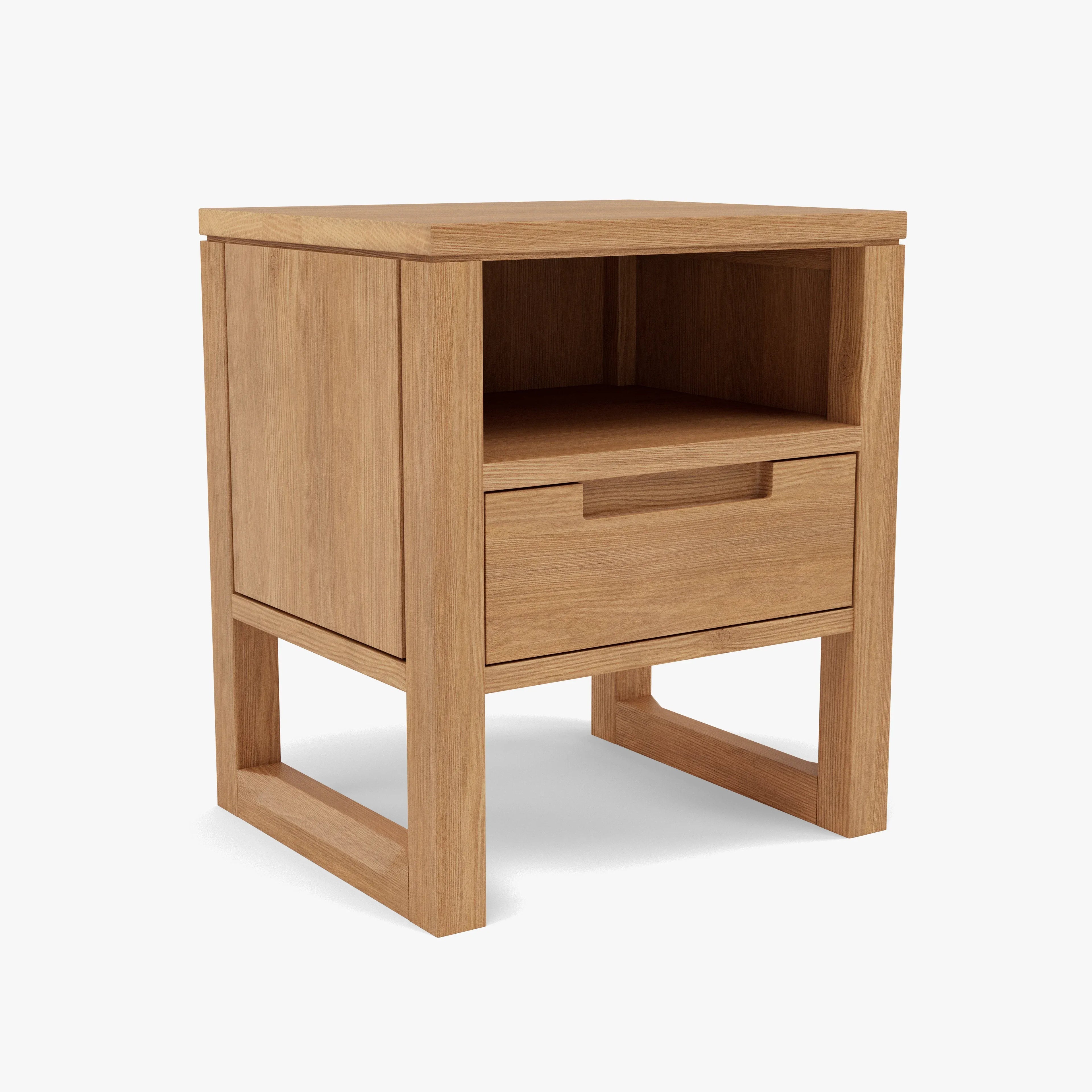 Bruno Nightstand 1 Drawer 17" x 14" Solid American Oak