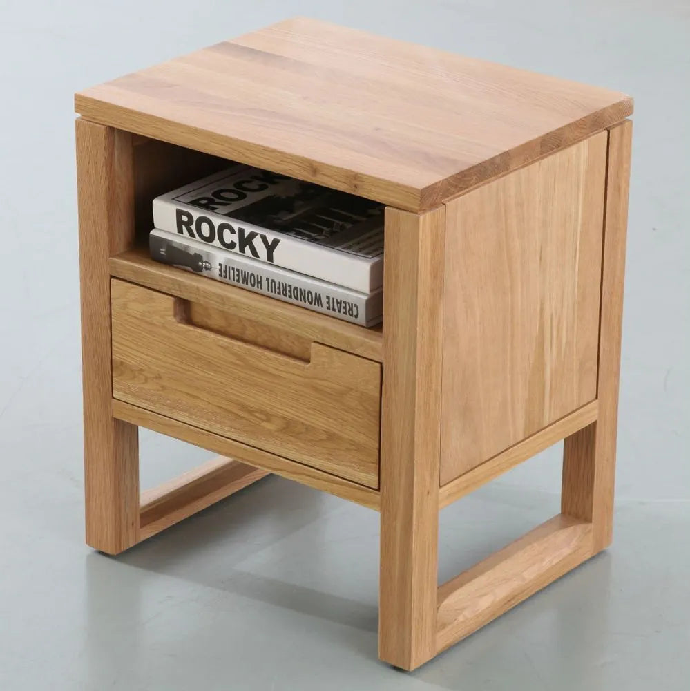 Bruno Nightstand 1 Drawer 17" x 14" Solid American Oak