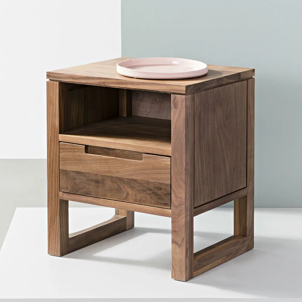Bruno Nightstand 1 Drawer 17" x 14" Solid American Walnut
