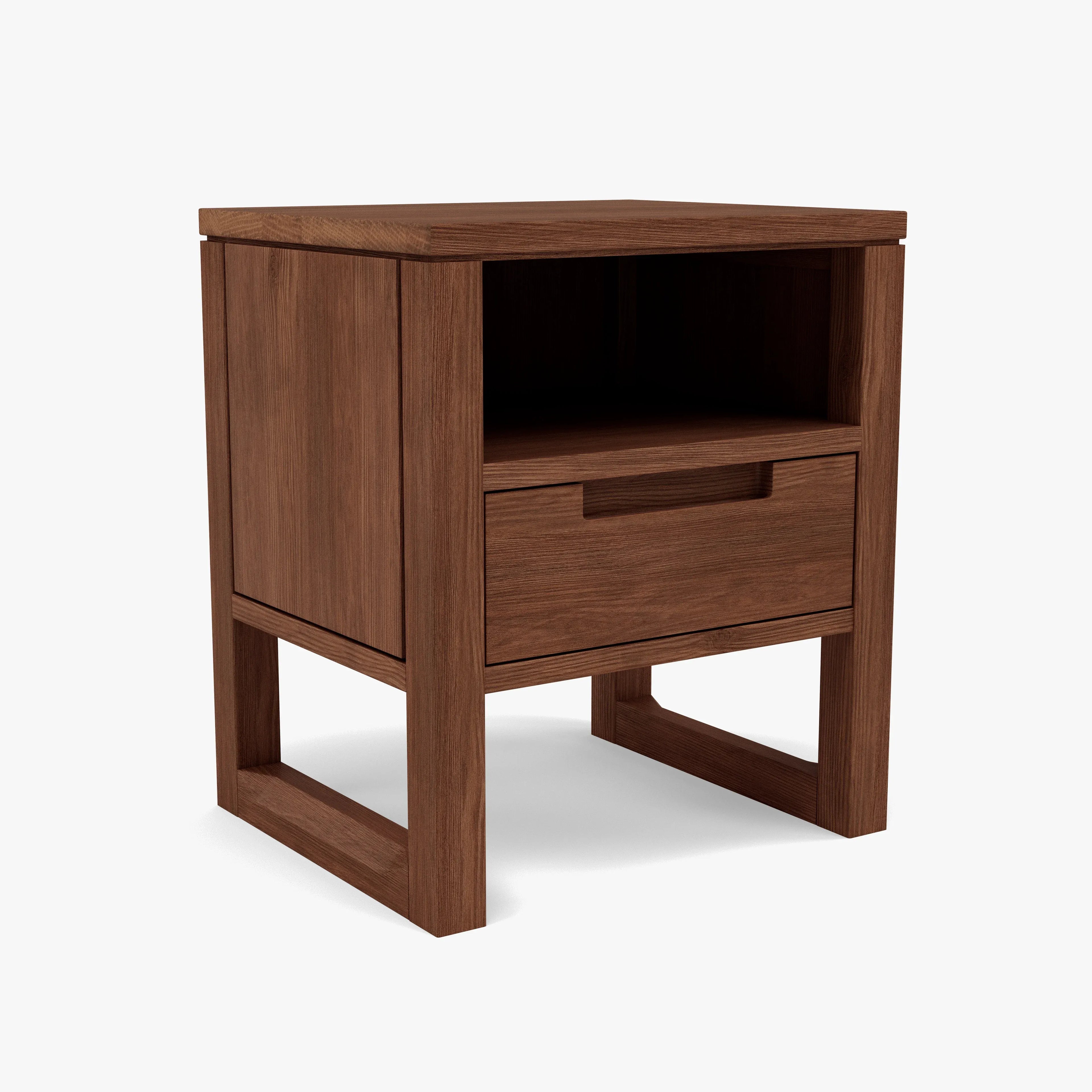 Bruno Nightstand 1 Drawer 17" x 14" Solid American Walnut