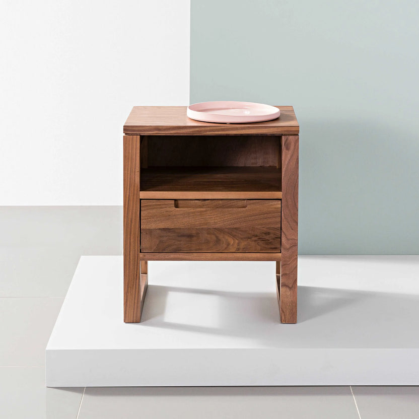 Bruno Nightstand 1 Drawer 17" x 14" Solid American Walnut