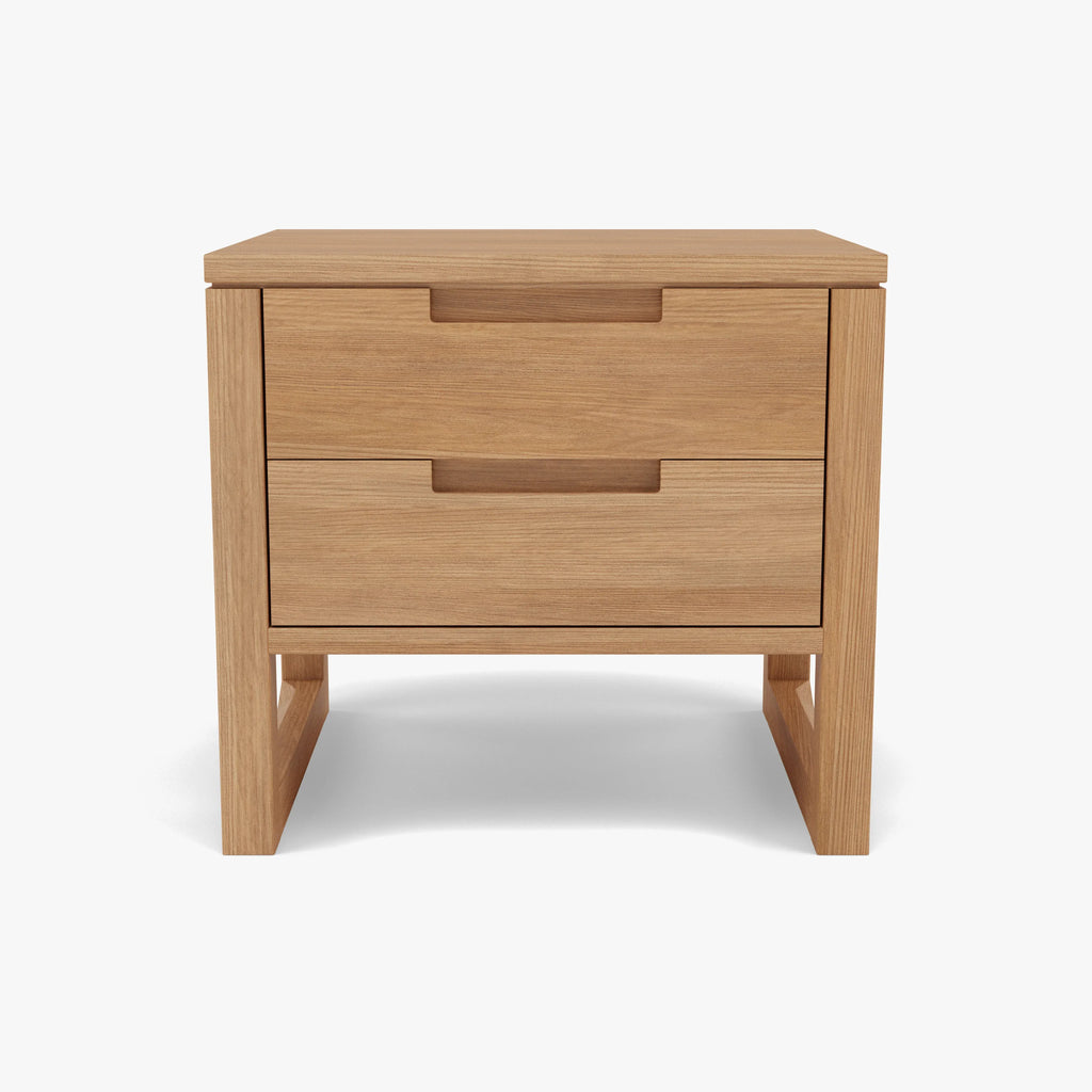 Bruno Nightstand 2 Drawers 20" x 17" Solid American Oak