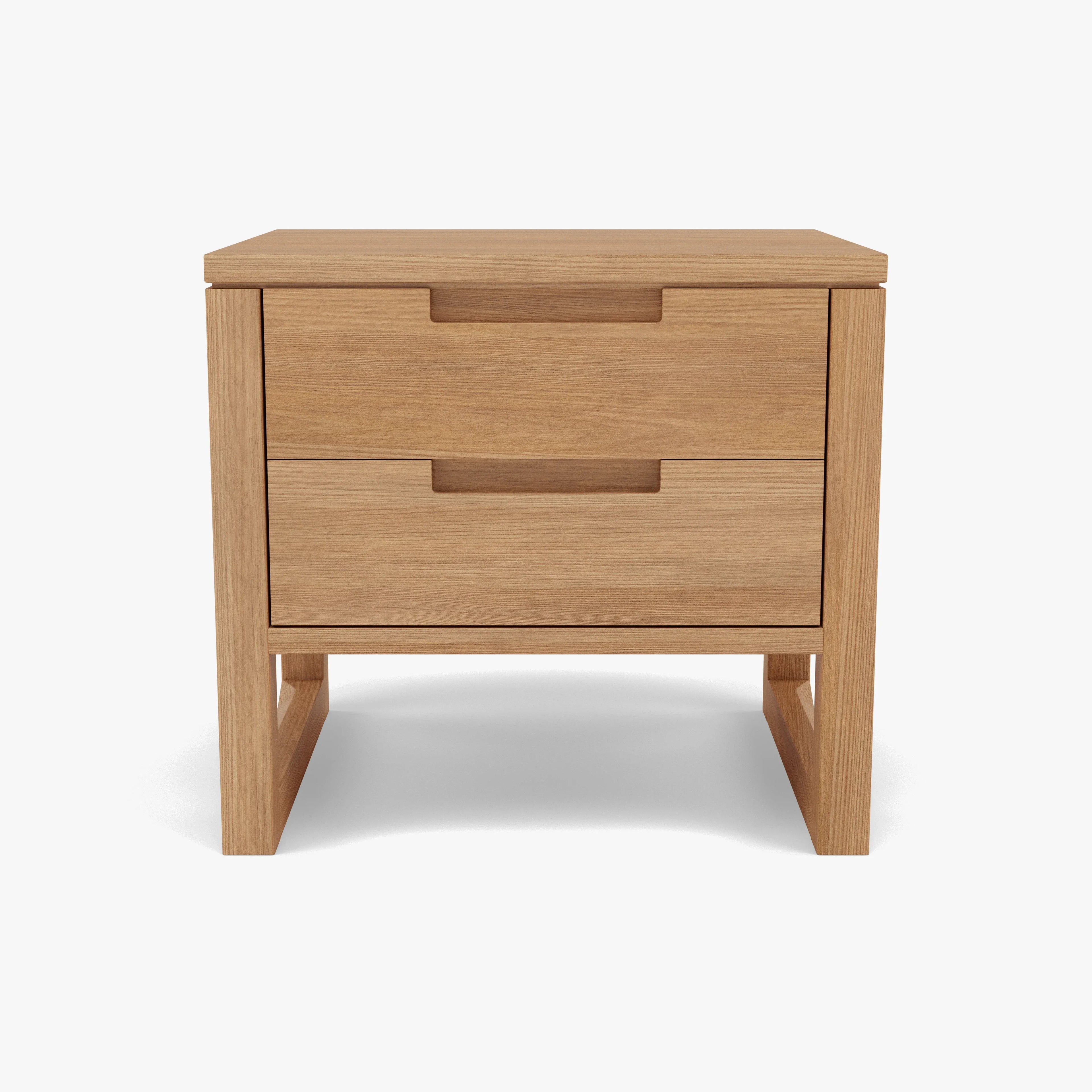 Bruno Nightstand 2 Drawers 20" x 17" Solid American Oak