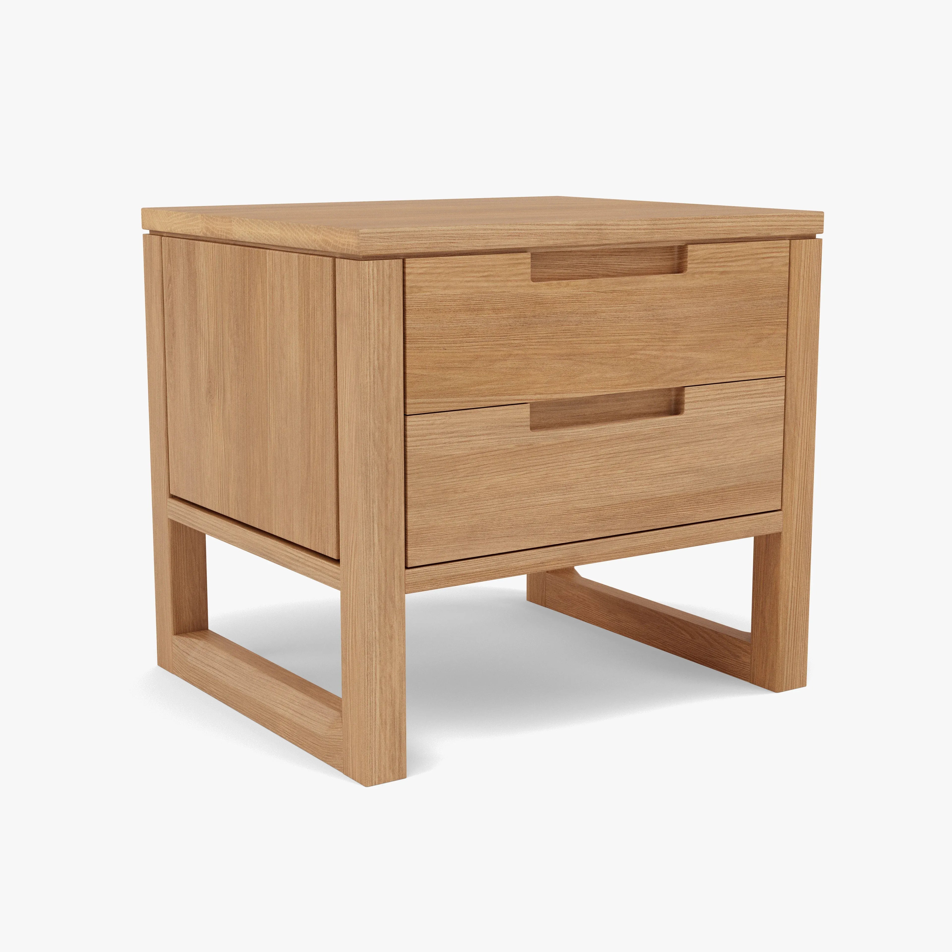 Bruno Nightstand 2 Drawers 20" x 17" Solid American Oak