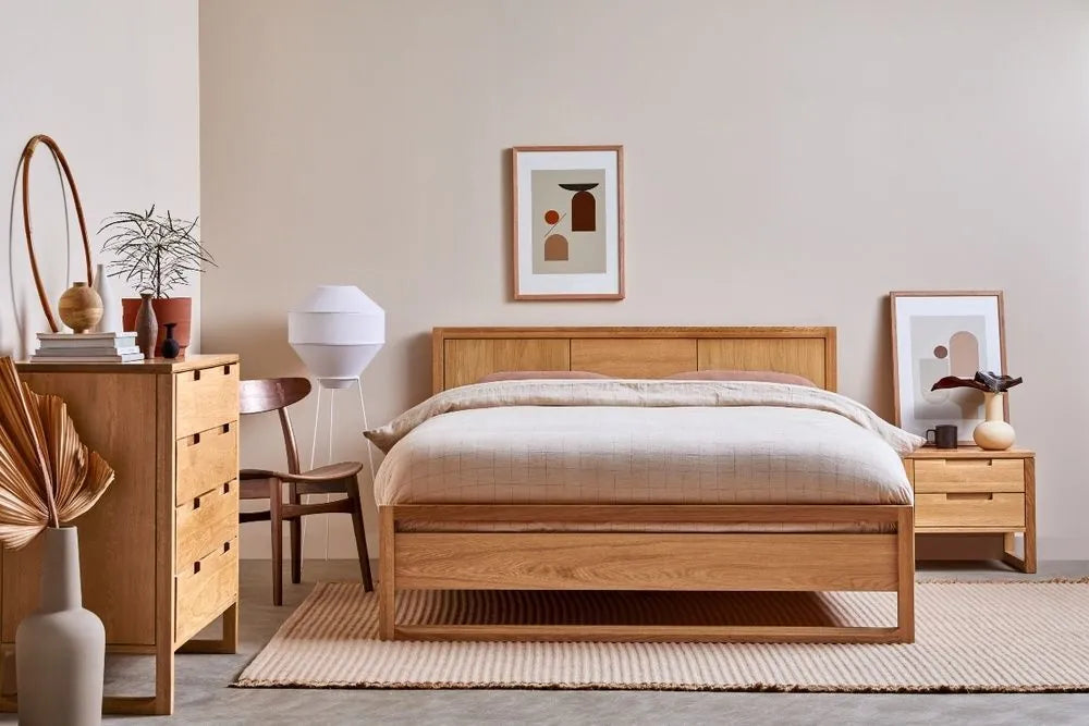 Bruno Nightstand 2 Drawers 20" x 17" Solid American Oak