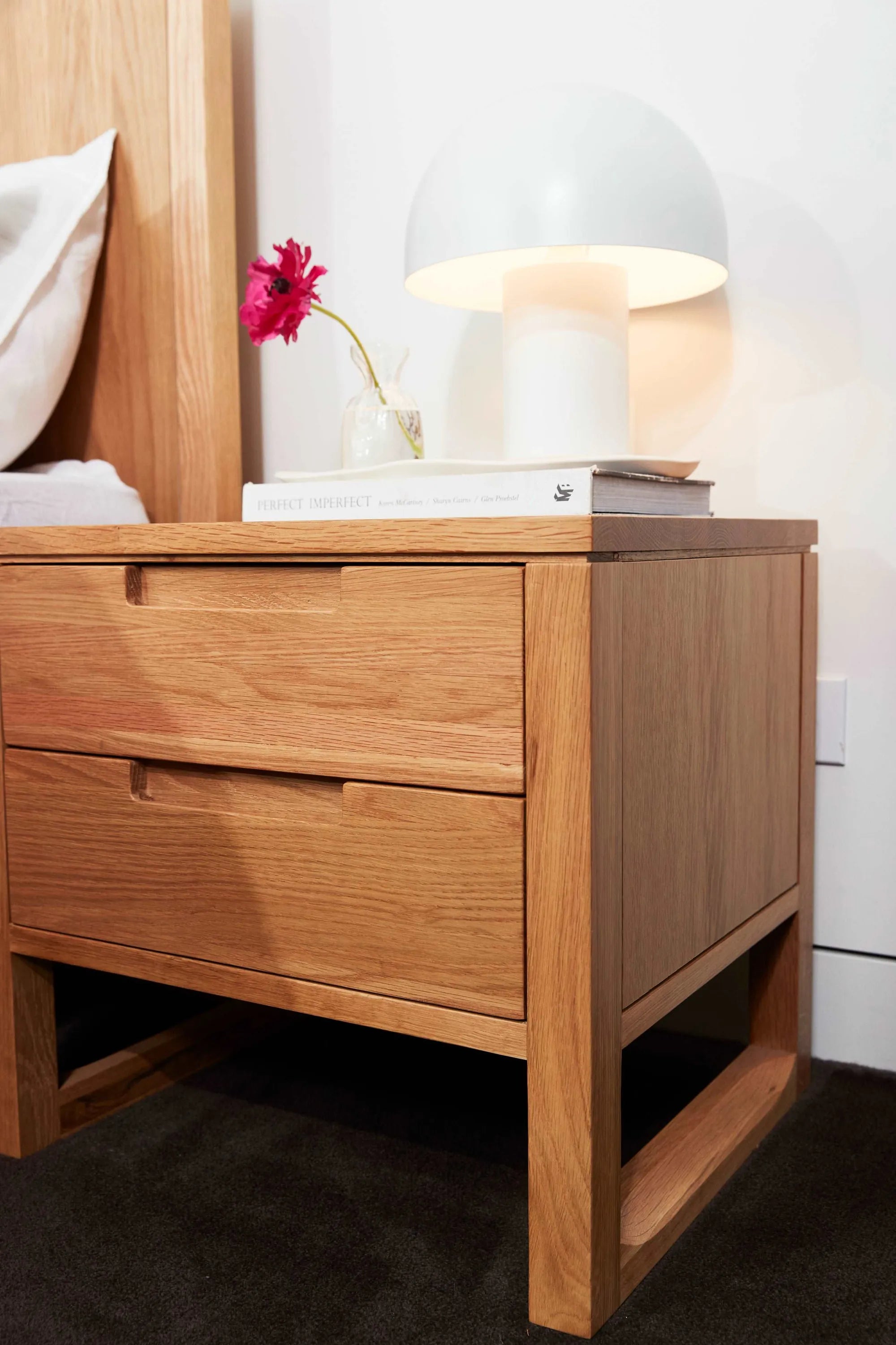 Bruno Nightstand 2 Drawers 20" x 17" Solid American Oak