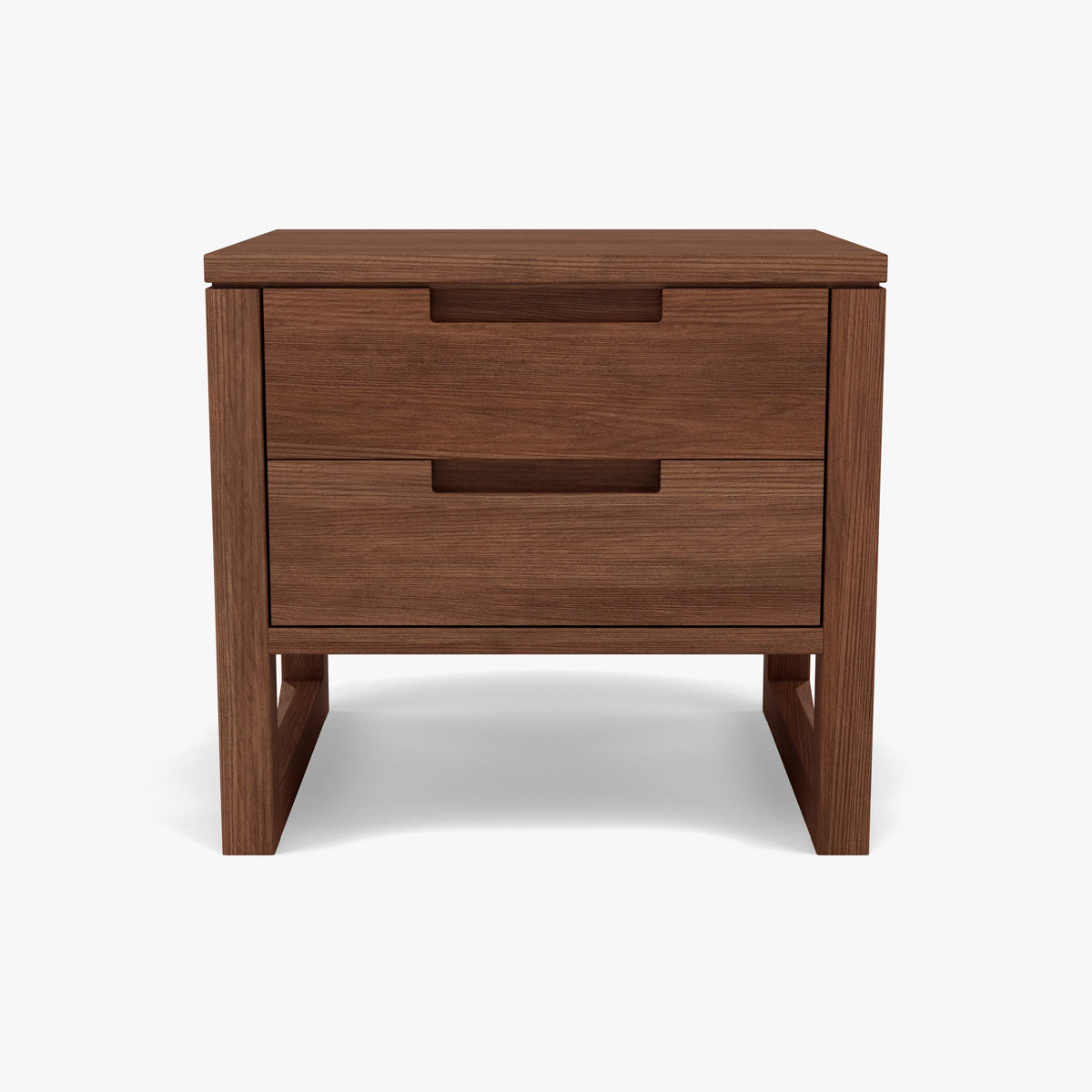 Bruno Nightstand 2 Drawers 20" x 17" Solid American Walnut