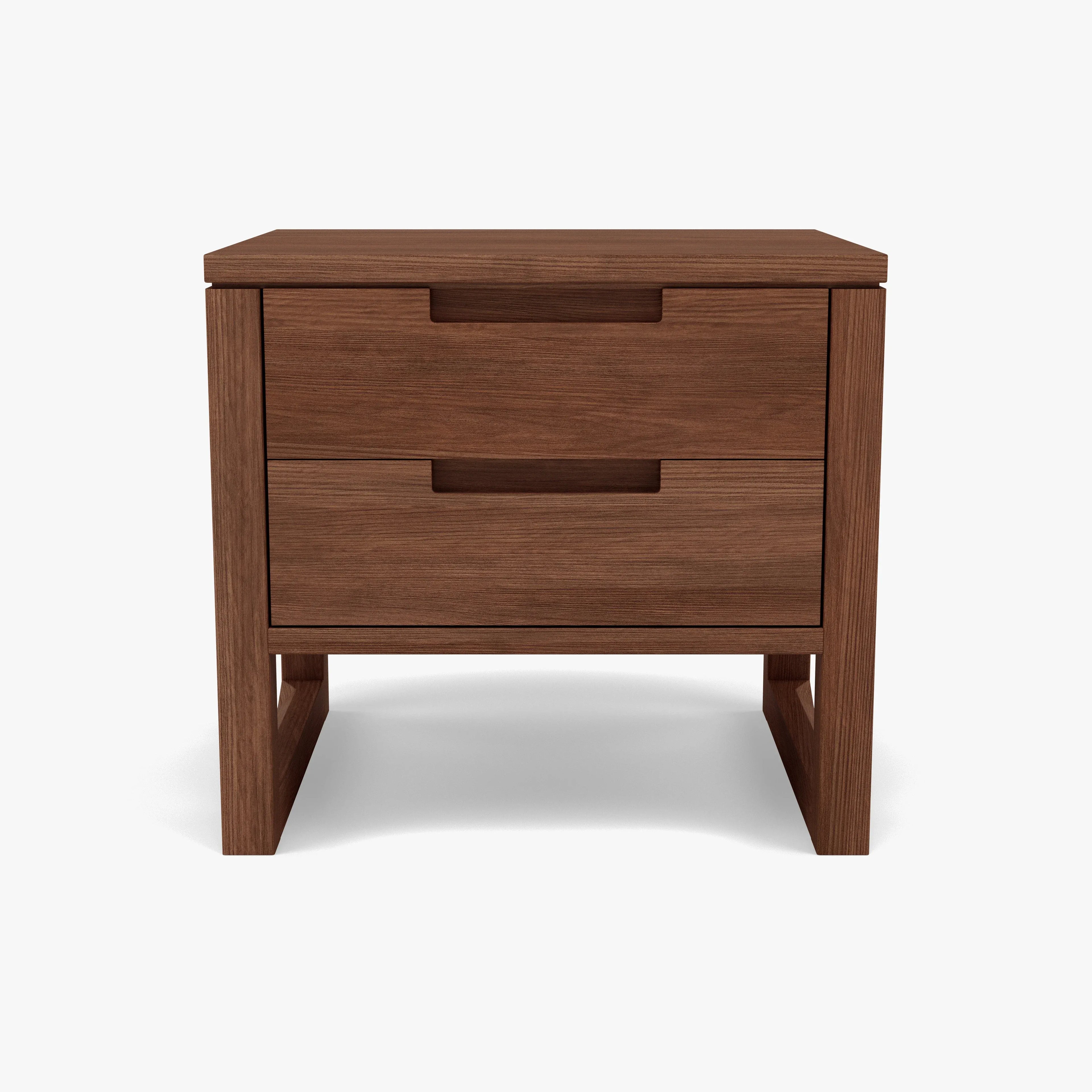 Bruno Nightstand 2 Drawers 20" x 17" Solid American Walnut