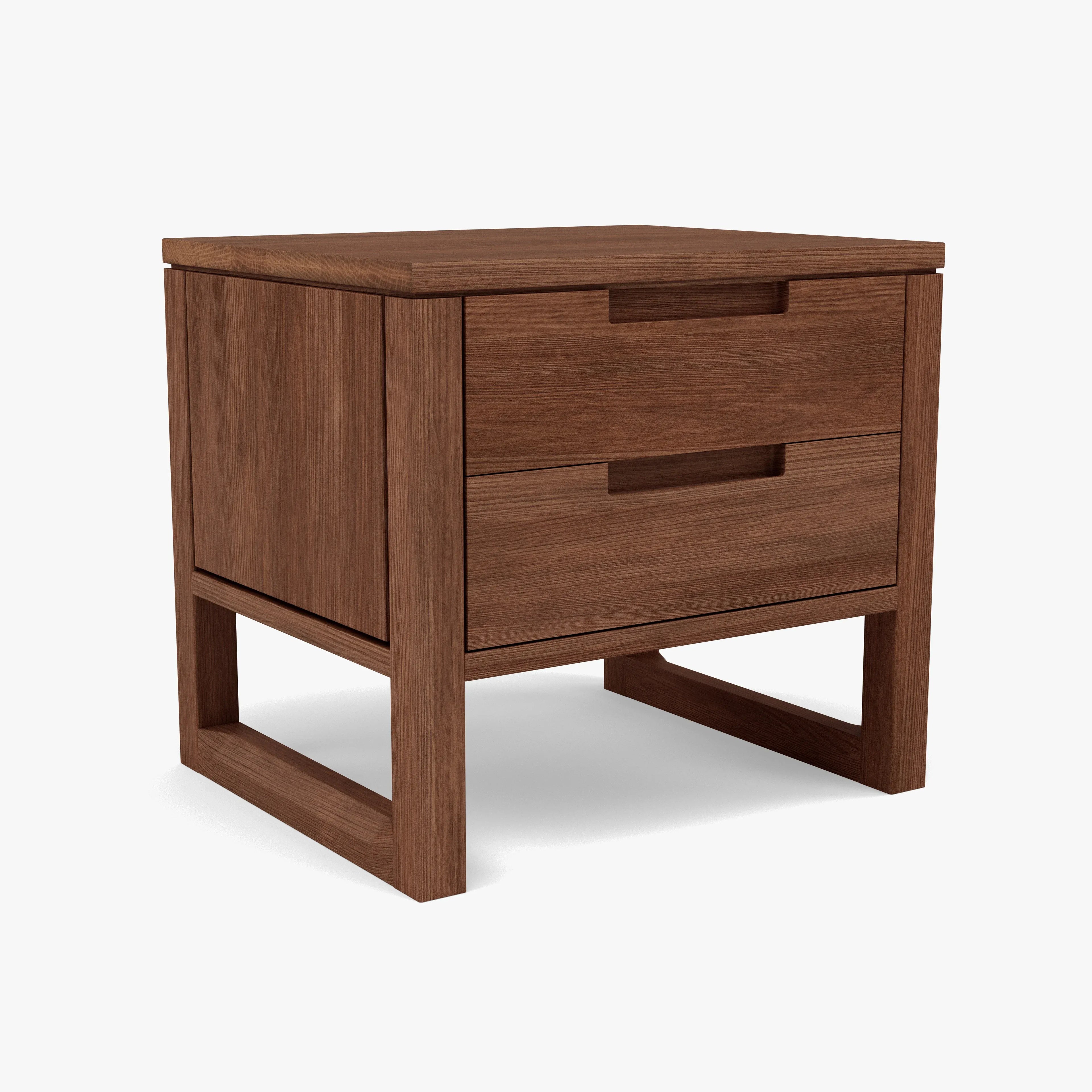 Bruno Nightstand 2 Drawers 20" x 17" Solid American Walnut