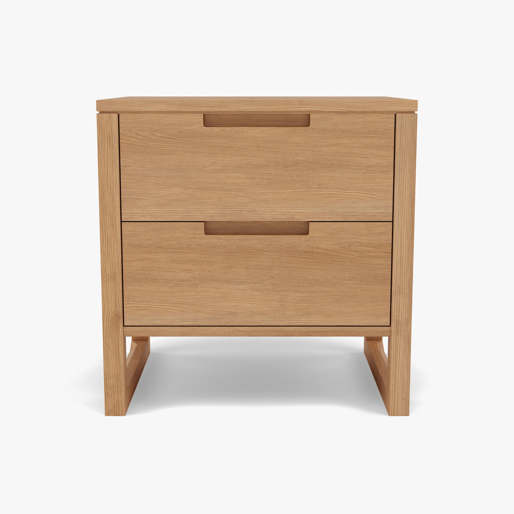 Bruno Nightstand XL 2 Drawers 24" x 19" Solid American Oak
