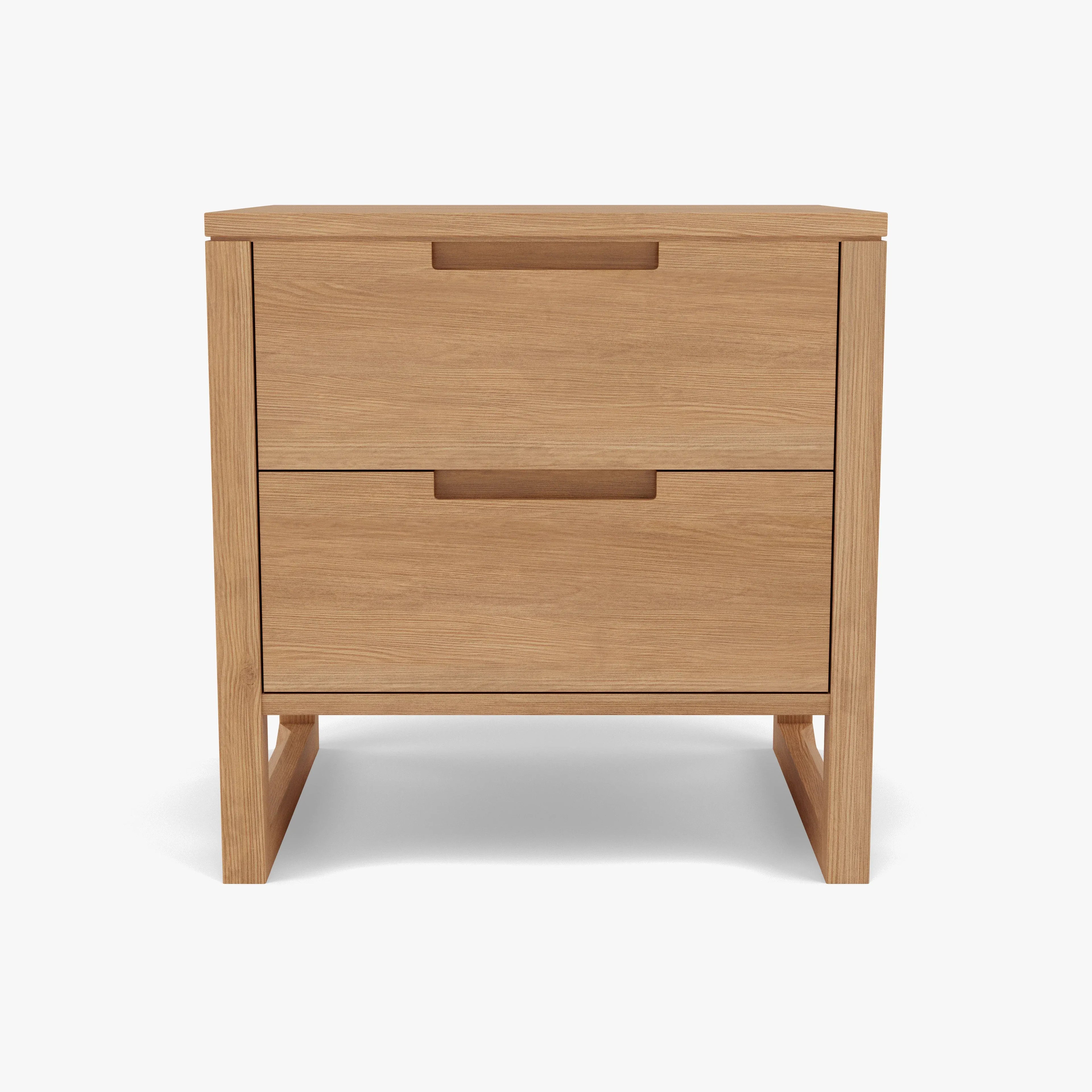 Bruno Nightstand XL 2 Drawers 24" x 19" Solid American Oak