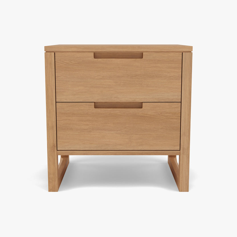 Bruno Nightstand XL 2 Drawers 24" x 19" Solid American Oak