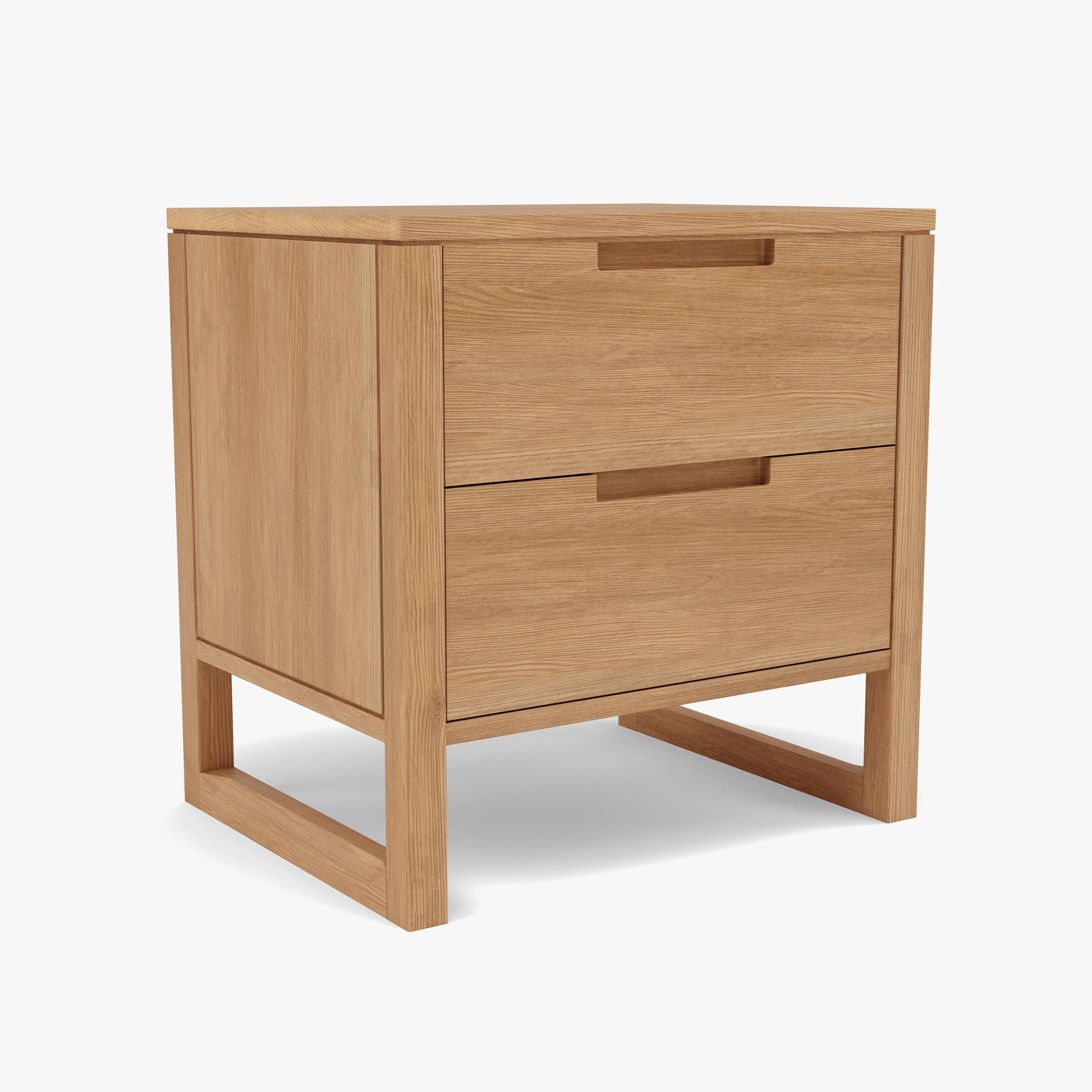 Bruno Nightstand XL 2 Drawers 24" x 19" Solid American Oak