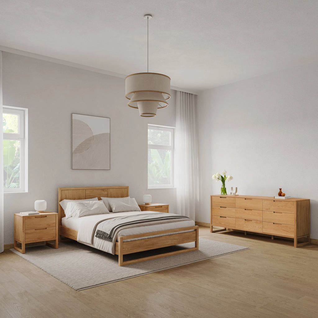 Bruno Nightstand XL 2 Drawers 24" x 19" Solid American Oak