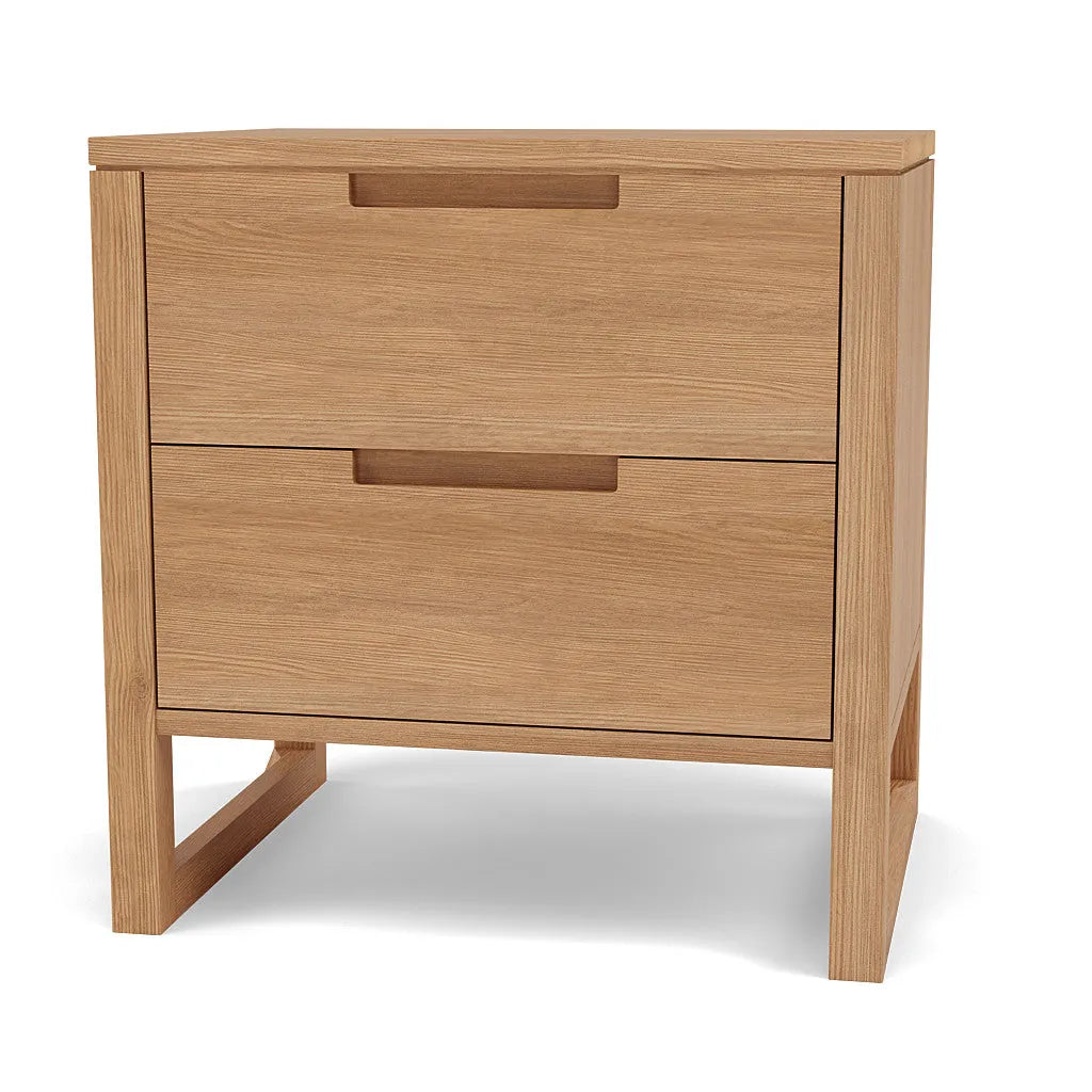 Bruno Nightstand XL 2 Drawers 24" x 19" Solid American Oak