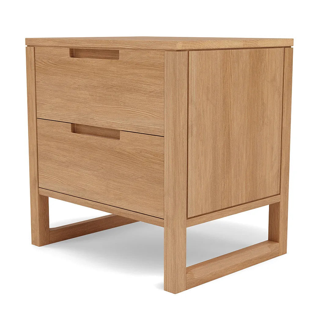 Bruno Nightstand XL 2 Drawers 24" x 19" Solid American Oak