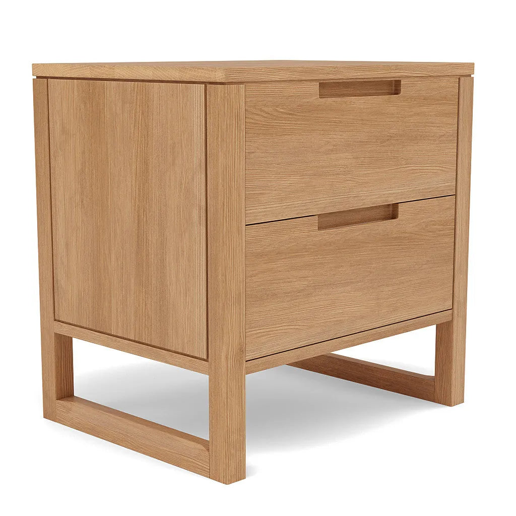 Bruno Nightstand XL 2 Drawers 24" x 19" Solid American Oak