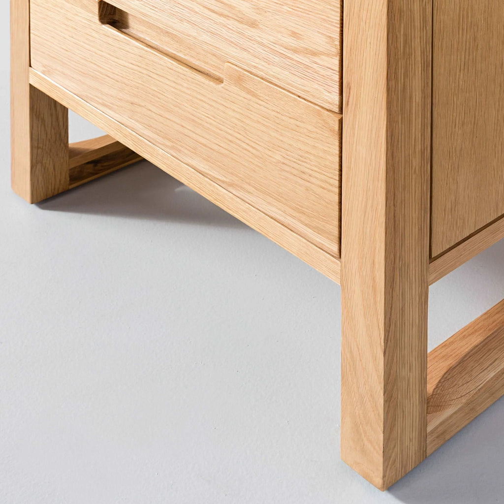 Bruno Nightstand XL 2 Drawers 24" x 19" Solid American Oak