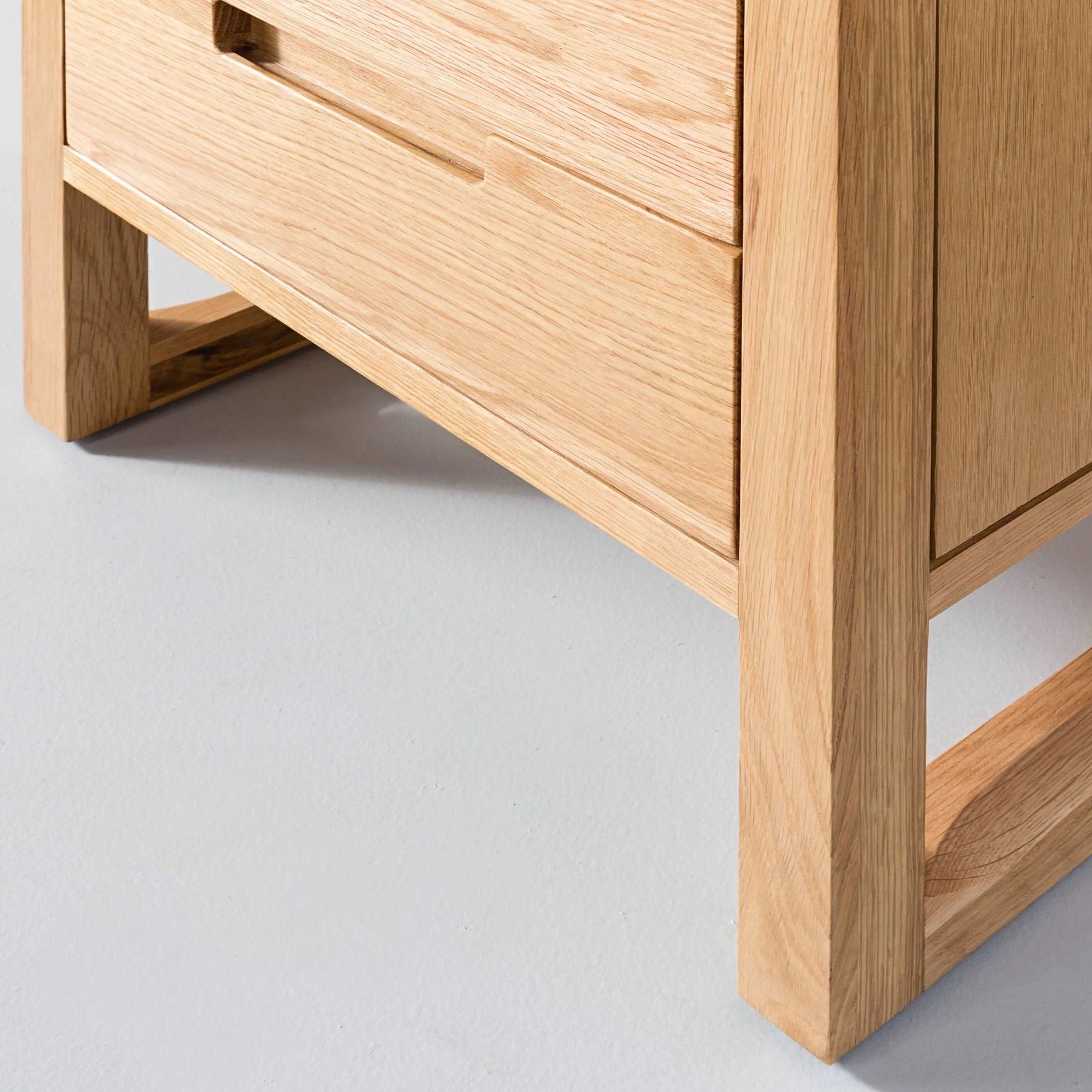 Bruno Nightstand XL 2 Drawers 24" x 19" Solid American Oak