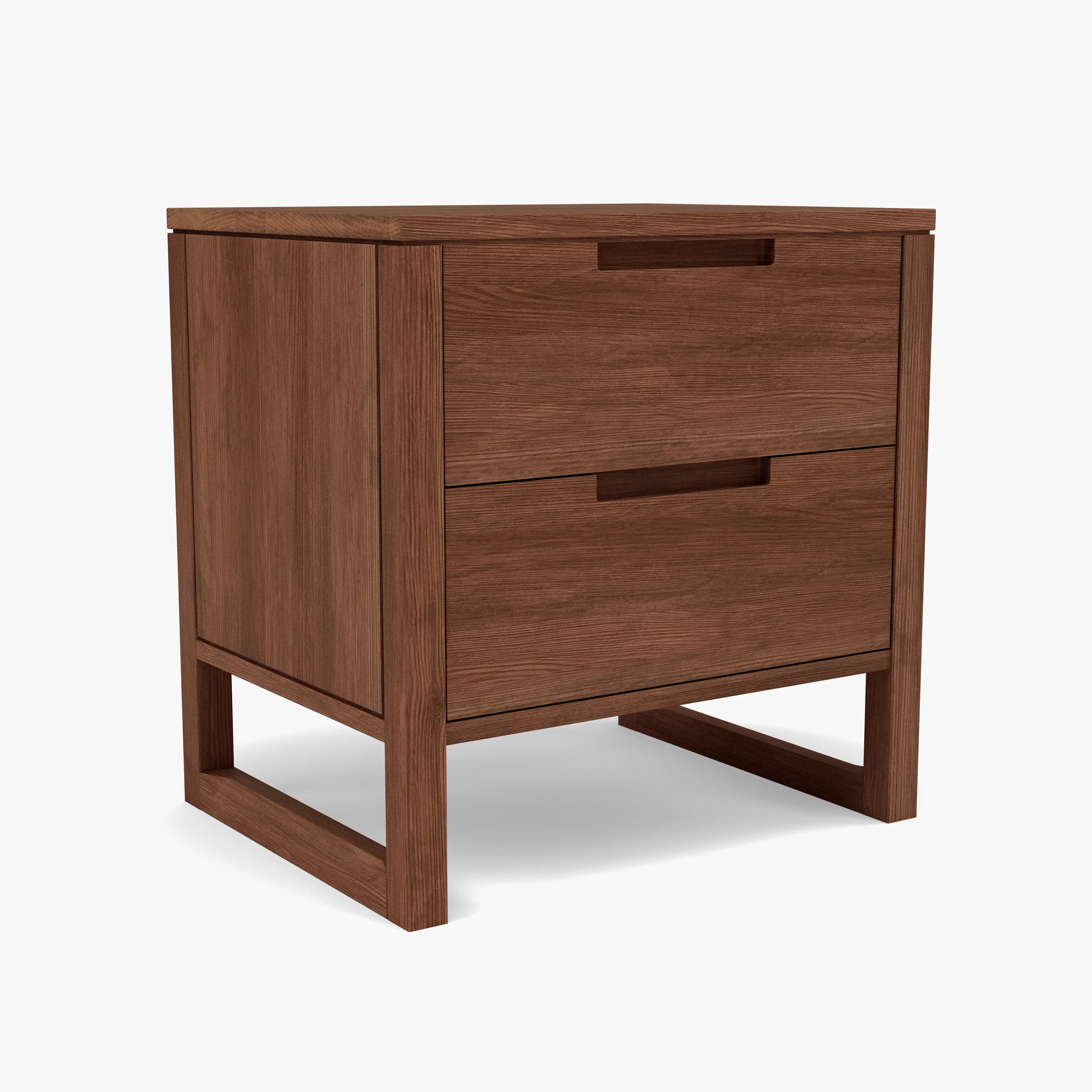 Bruno Nightstand XL 2 Drawers 24" x 19" Solid American Walnut