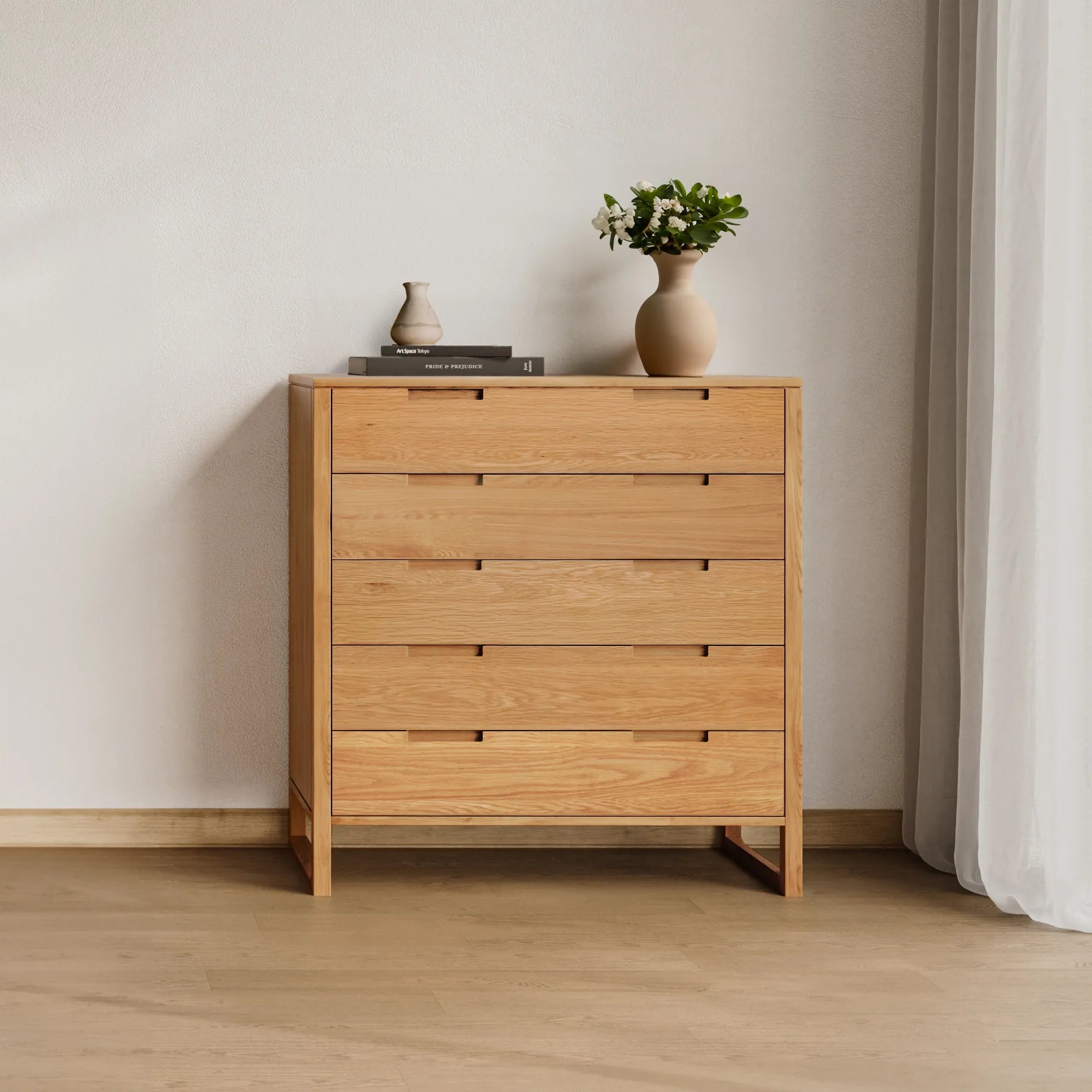 Bruno Dresser 5 Drawers 43" x 21" Solid American Oak