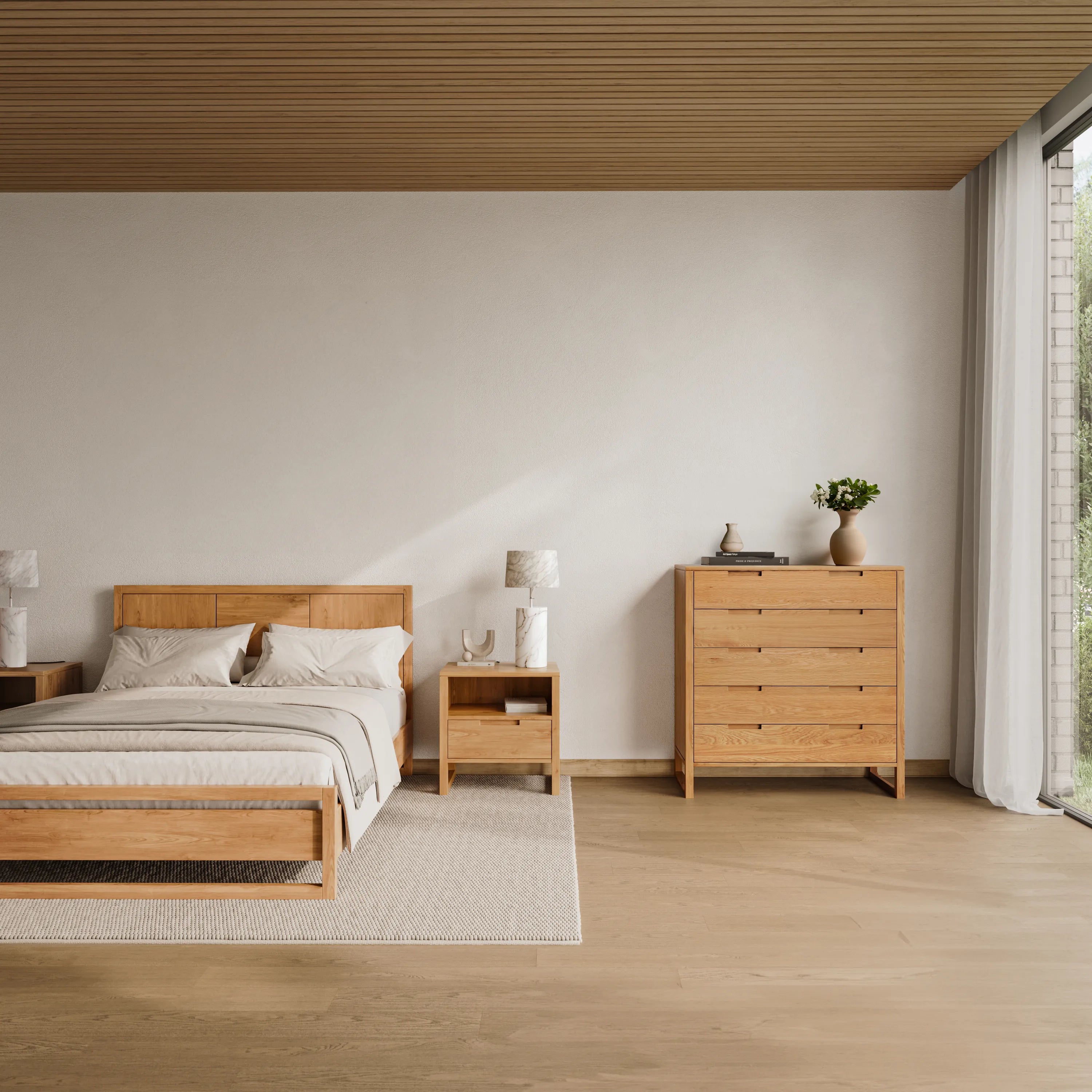 Bruno Dresser 5 Drawers 43" x 21" Solid American Oak