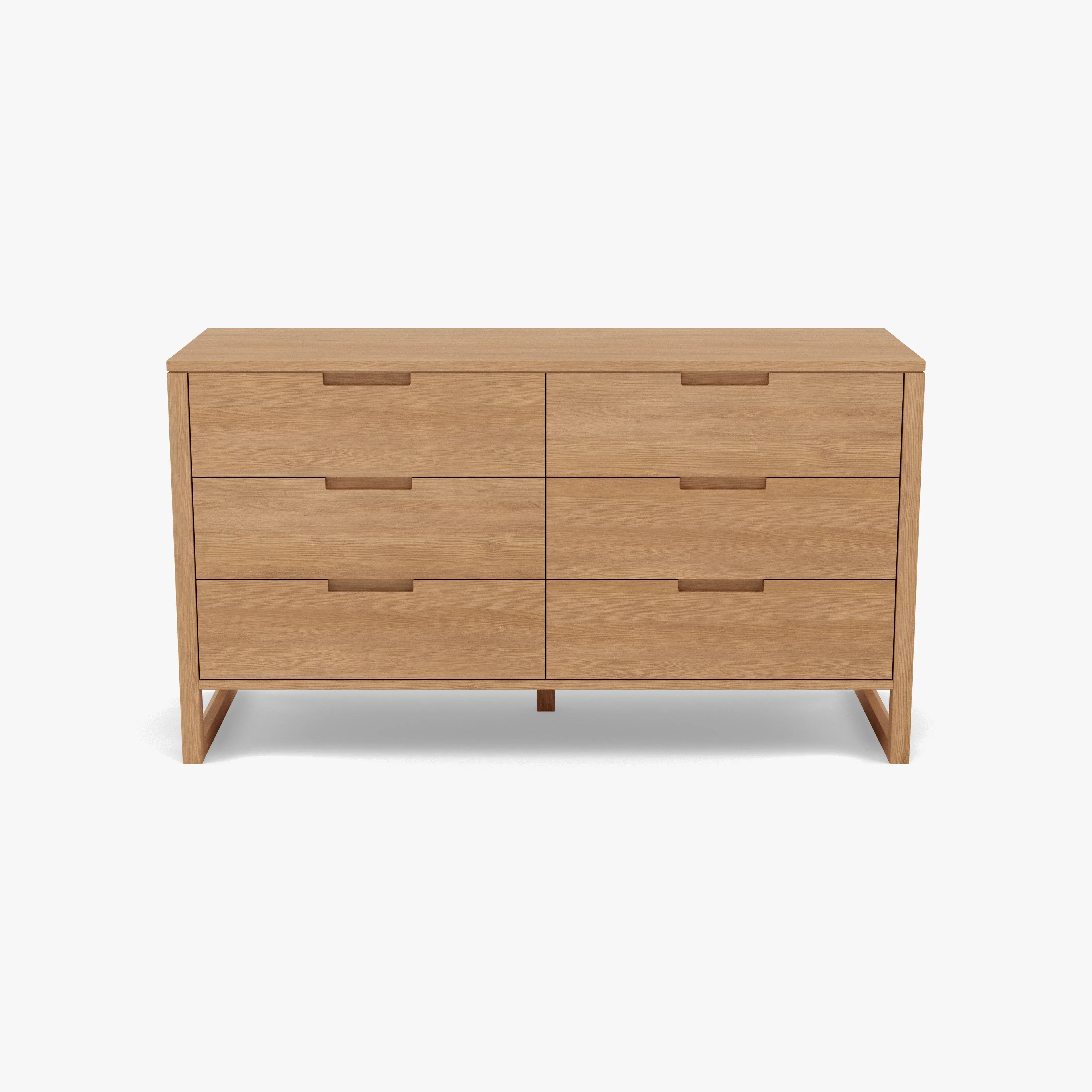 Bruno Dresser 6 Drawers 59" x 21" Solid American Oak