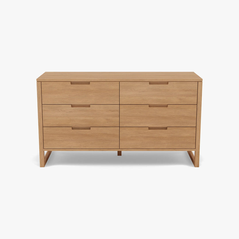 Bruno Dresser 6 Drawers 59" x 21" Solid American Oak