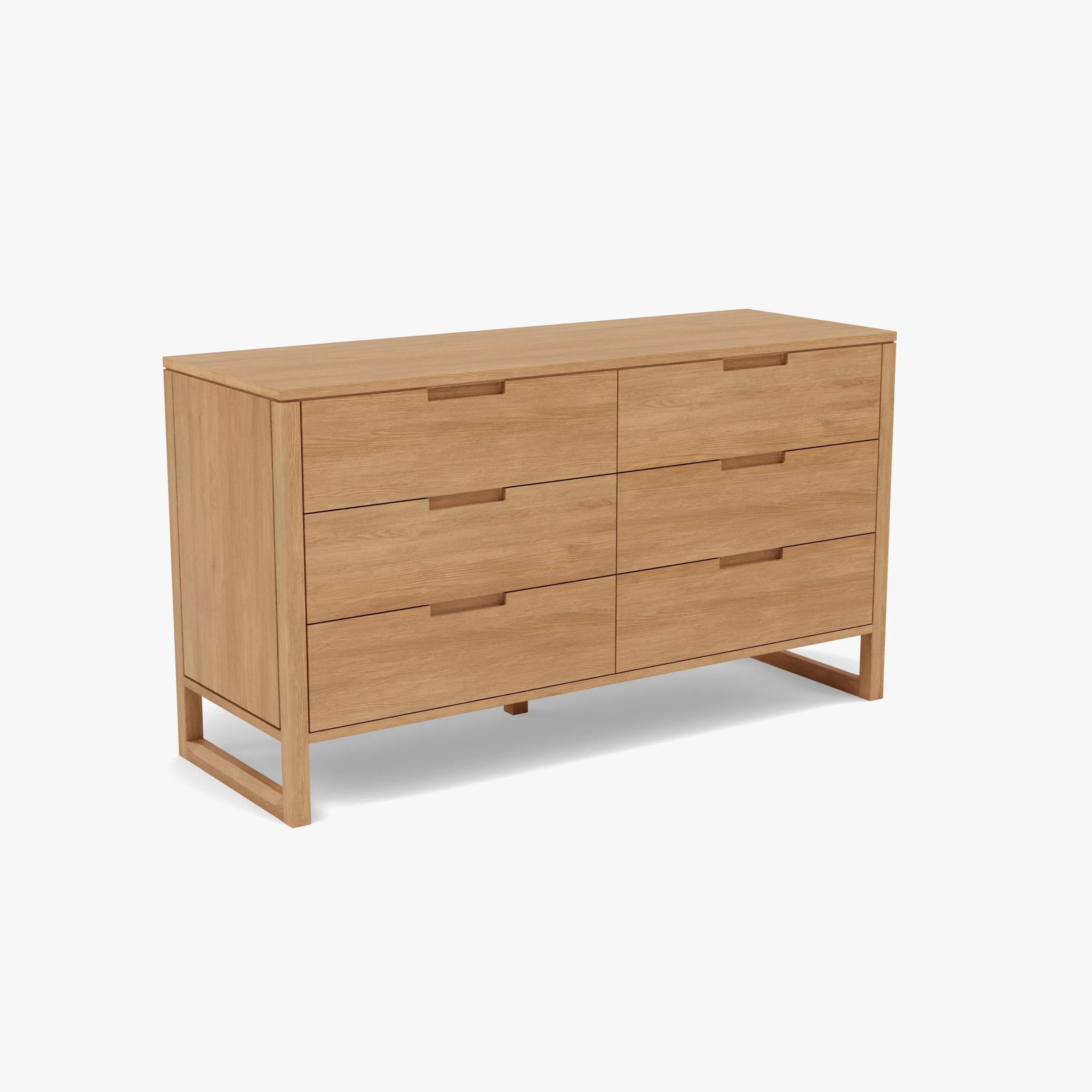 Bruno Dresser 6 Drawers 59" x 21" Solid American Oak
