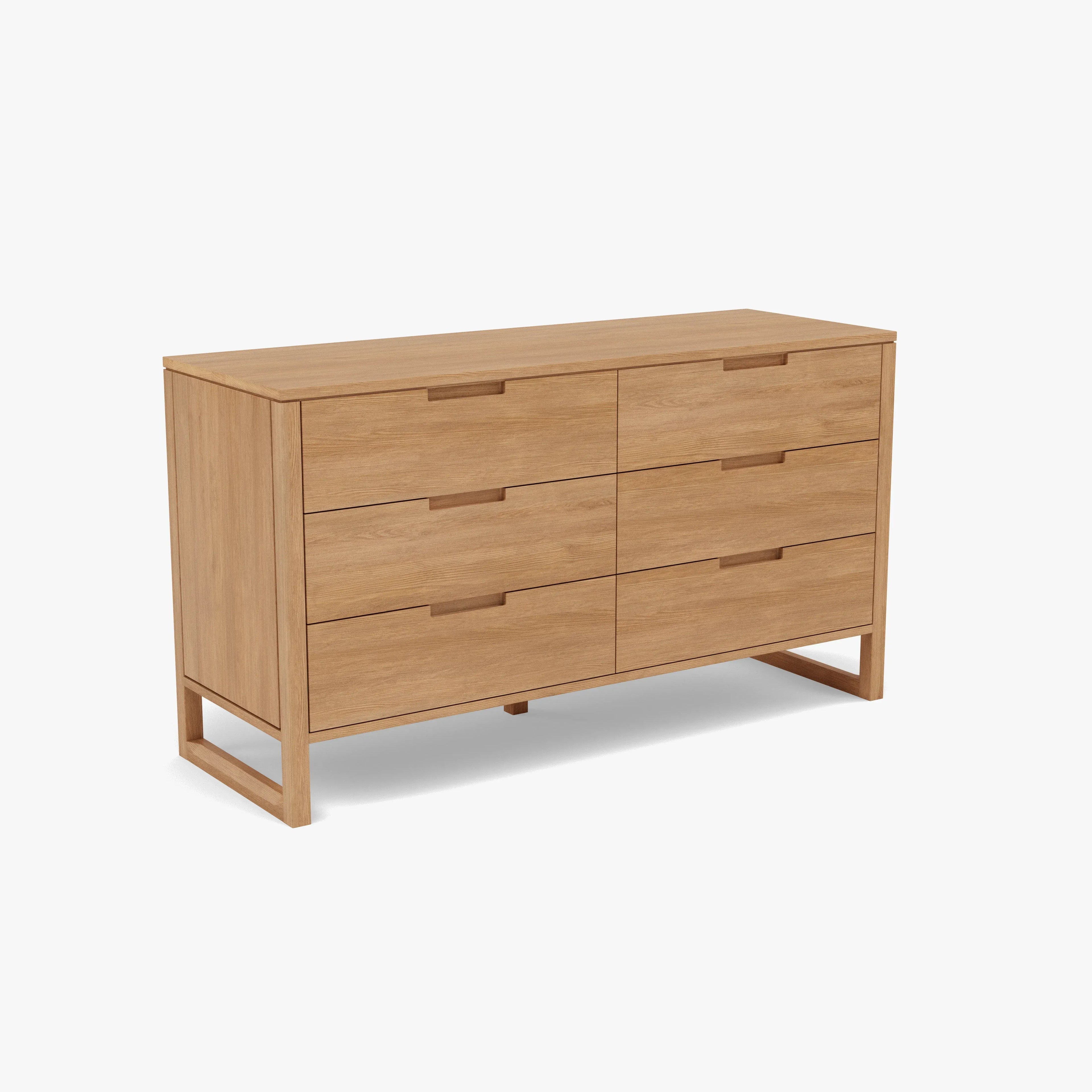 Bruno Dresser 6 Drawers 59" x 21" Solid American Oak