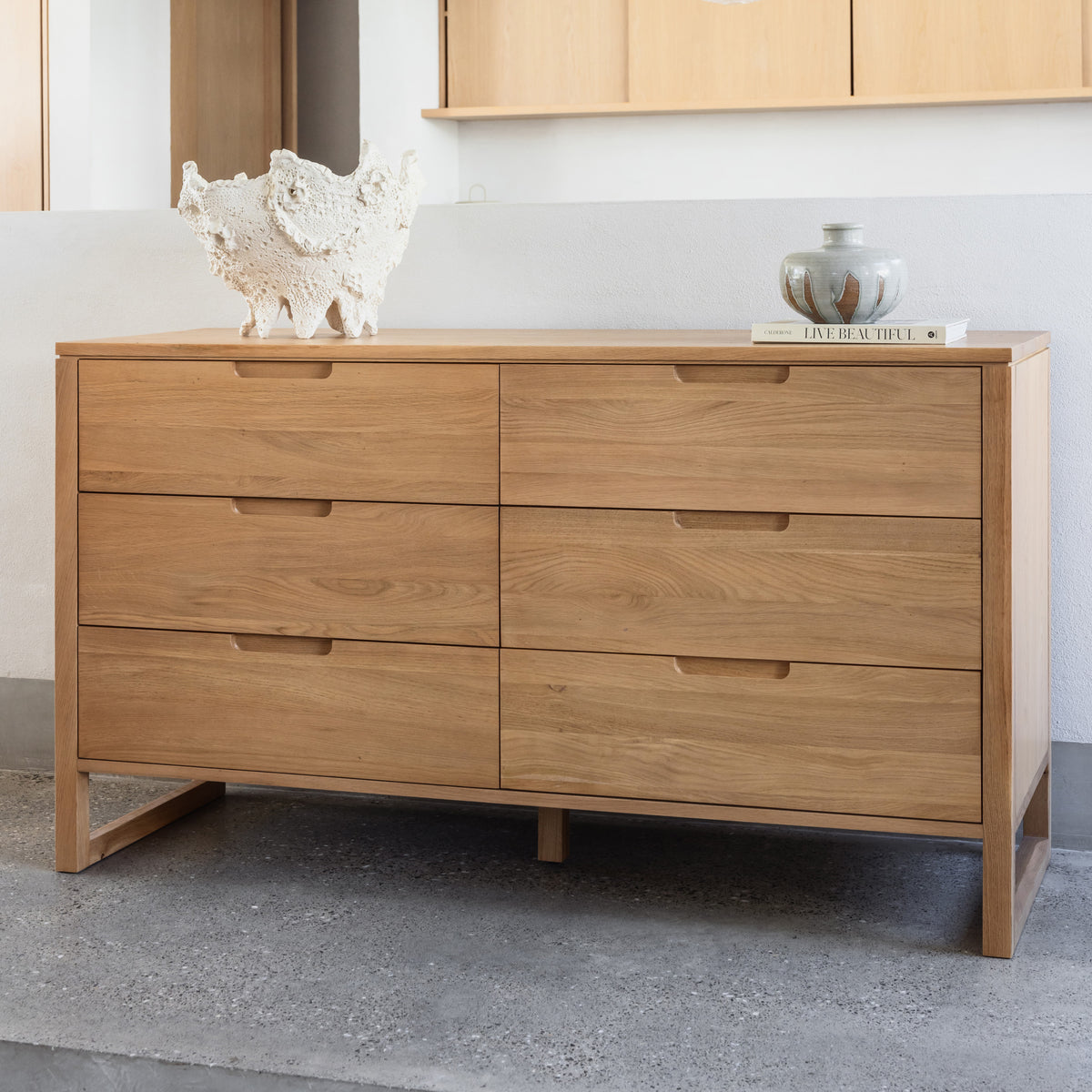 SAVE 20% Bruno Dresser - 6 Drawers in Solid American White Oak - IconByDesign