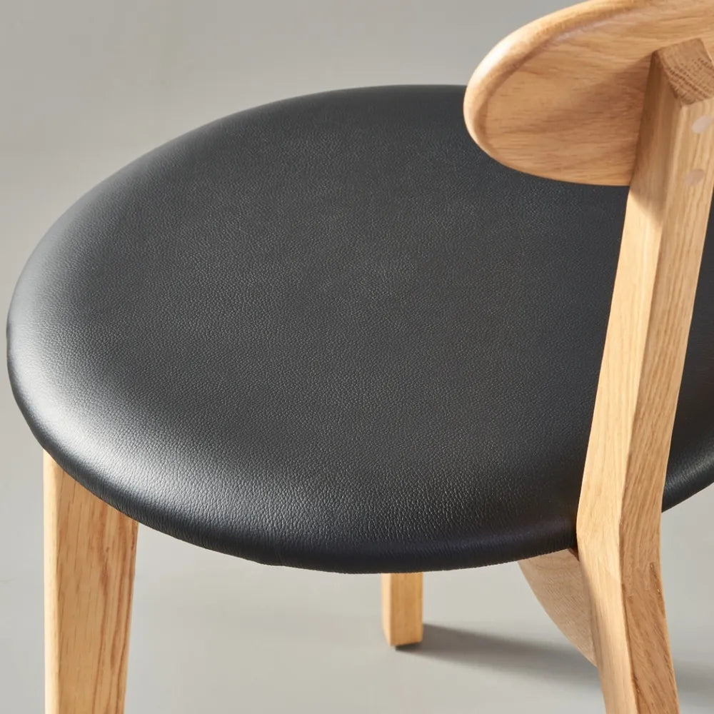 Henrik Dining Chair Black Leather Solid American Oak