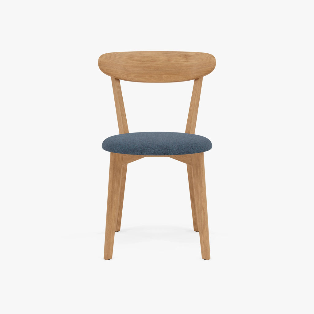 Henrik Dining Chair Chambray Blue Fabric Solid American Oak