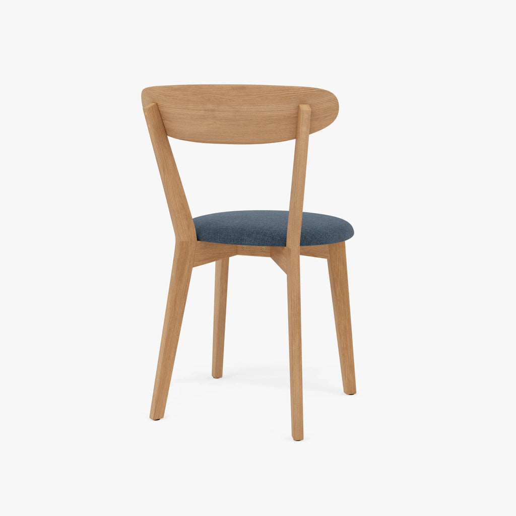 Henrik Dining Chair Chambray Blue Fabric Solid American Oak