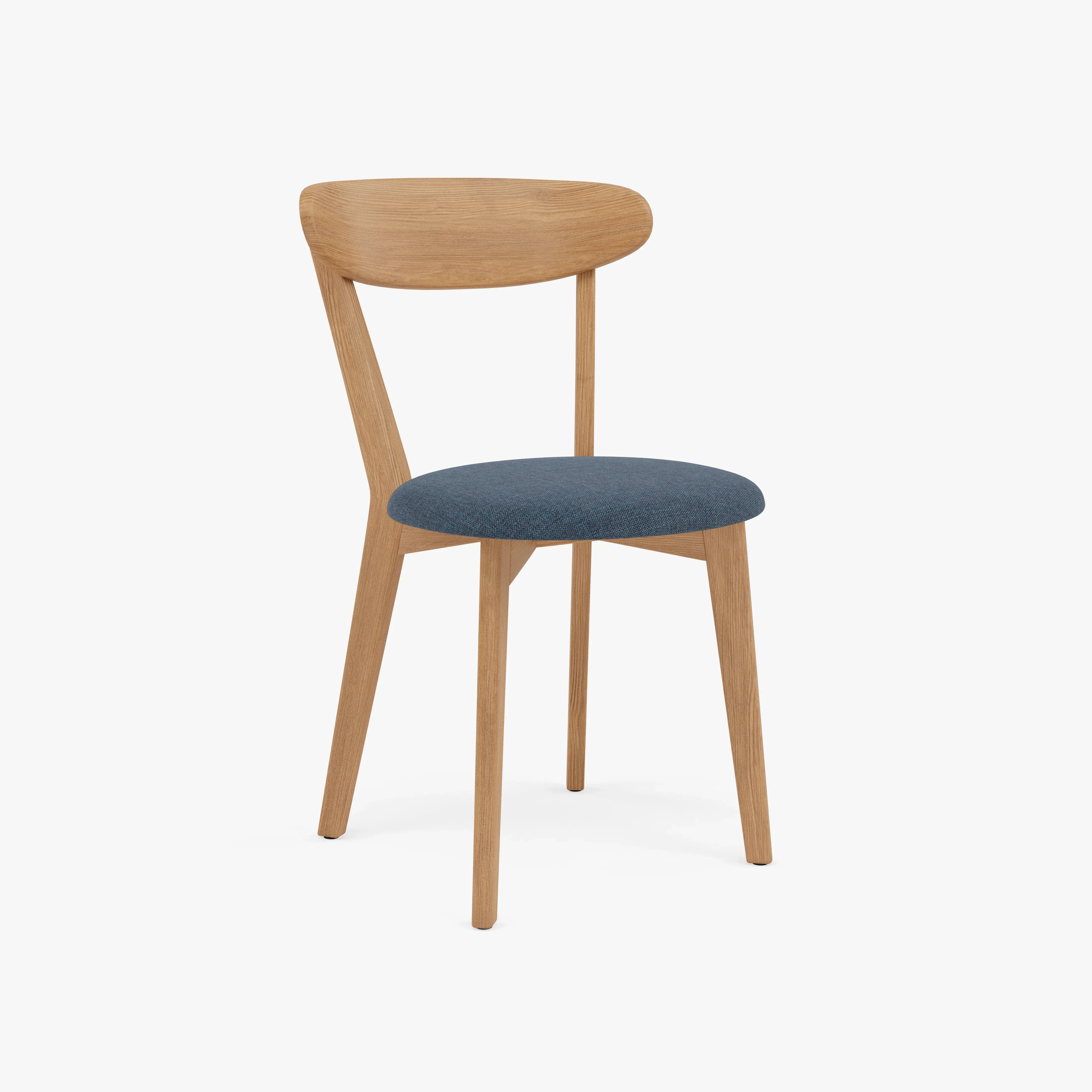Henrik Dining Chair Chambray Blue Fabric Solid American Oak