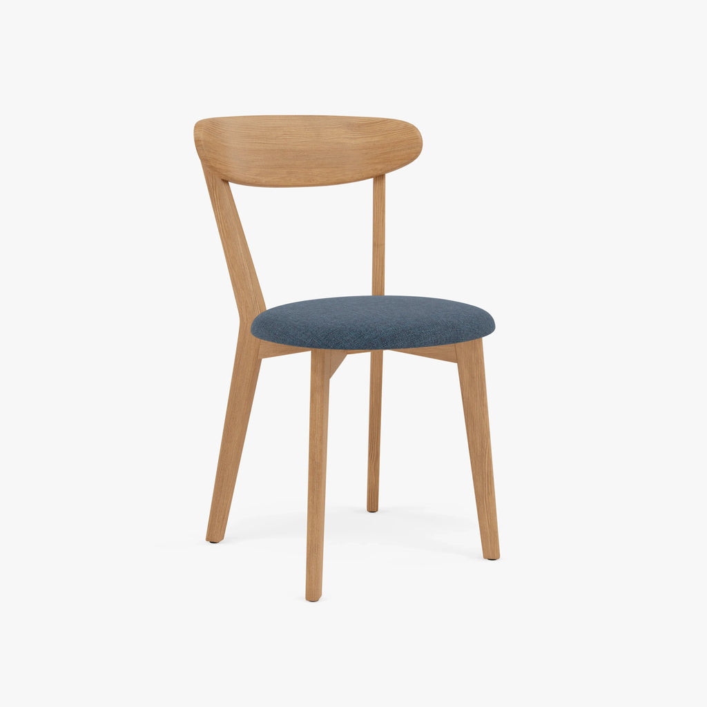 Henrik Dining Chair Chambray Blue Fabric Solid American Oak