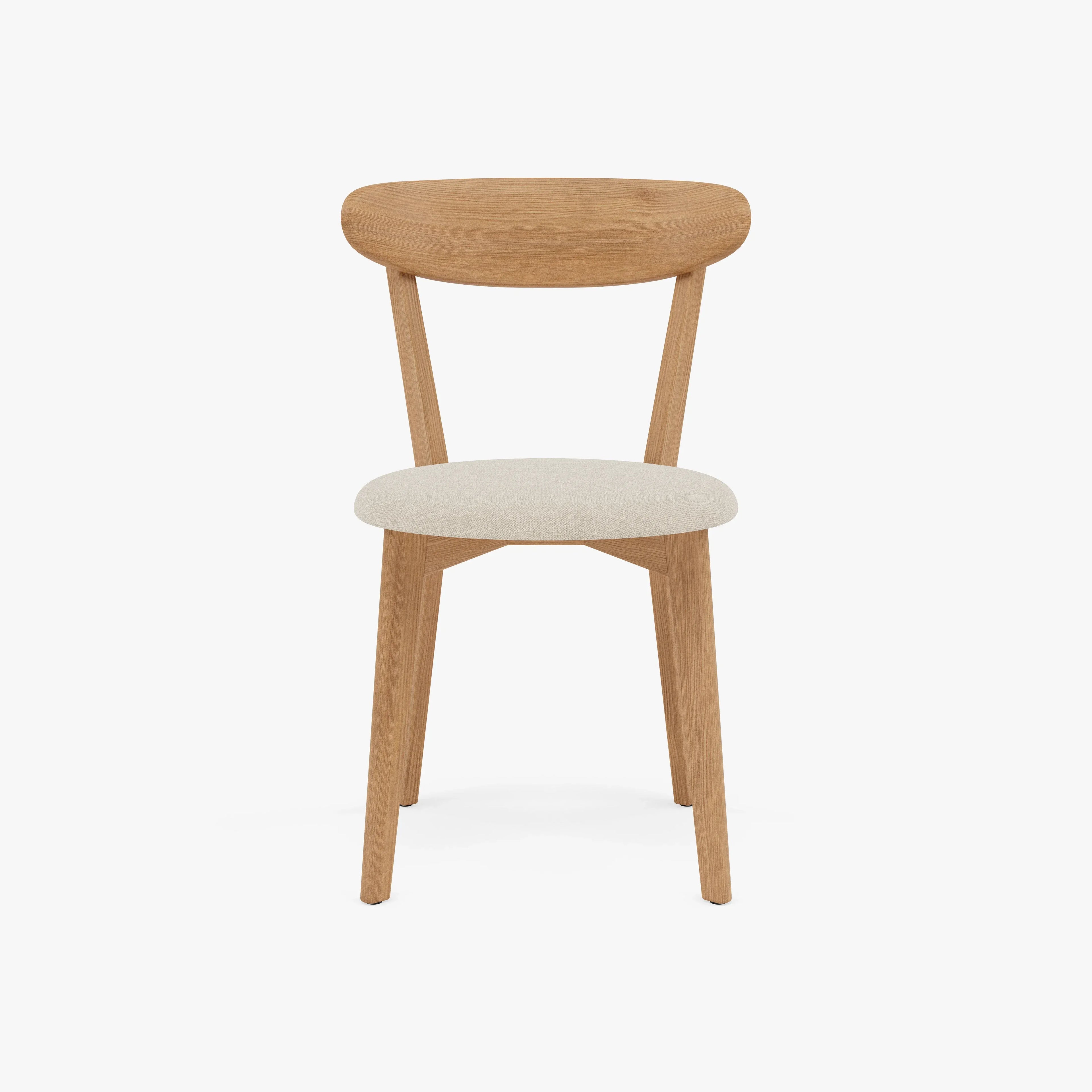 Henrik Dining Chair Oatmeal Beige Fabric Solid American Oak