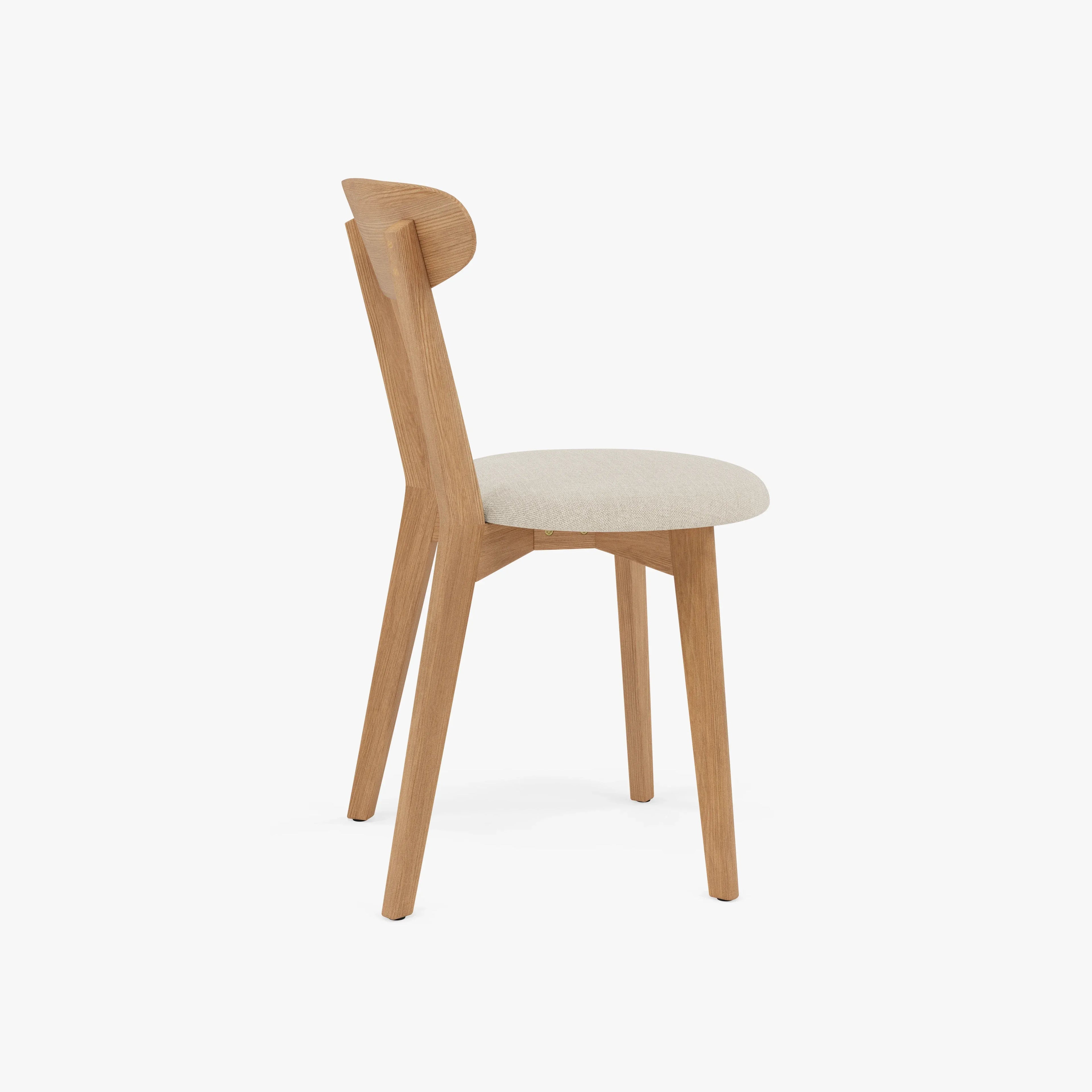 Henrik Dining Chair Oatmeal Beige Fabric Solid American Oak