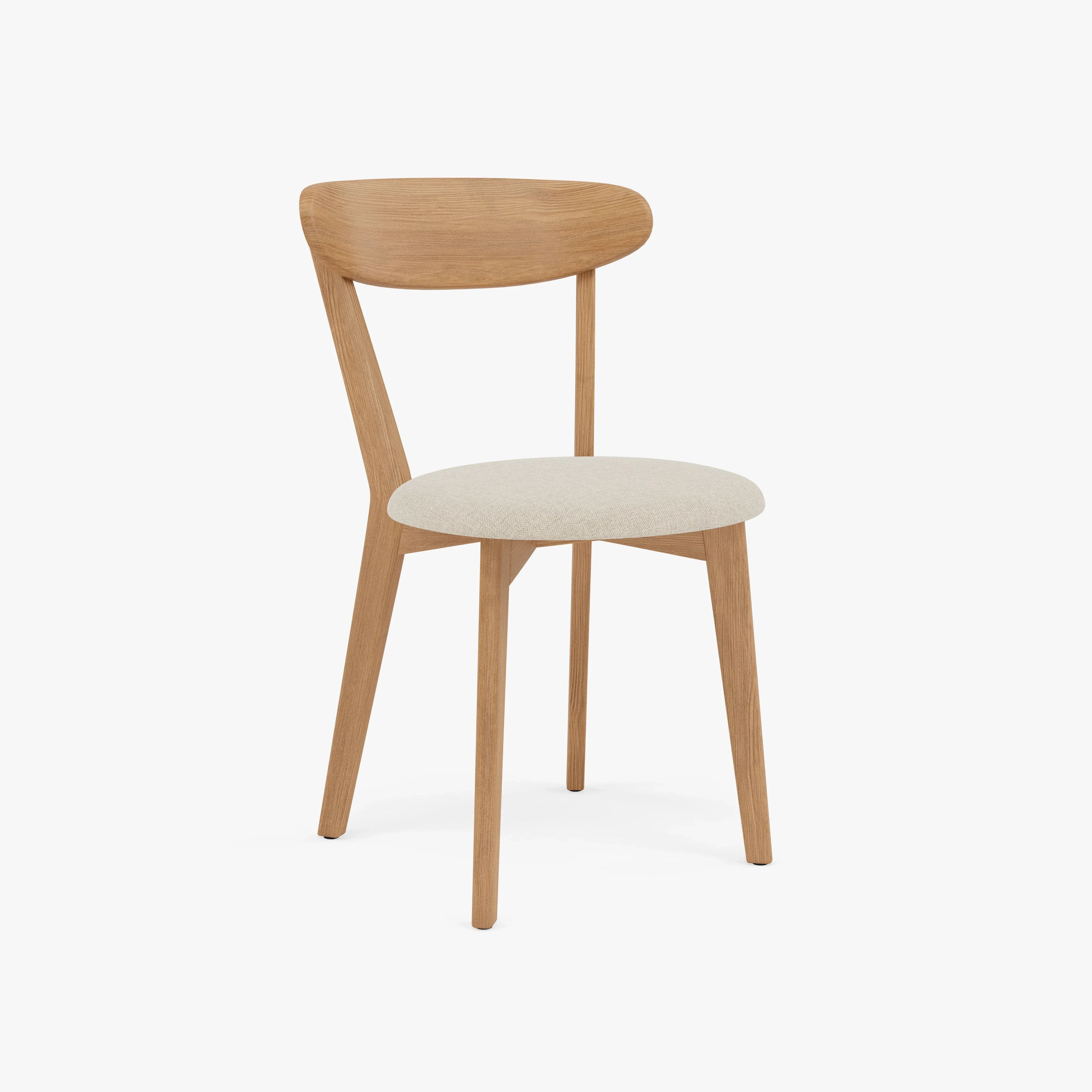 Henrik Dining Chair Oatmeal Beige Fabric Solid American Oak