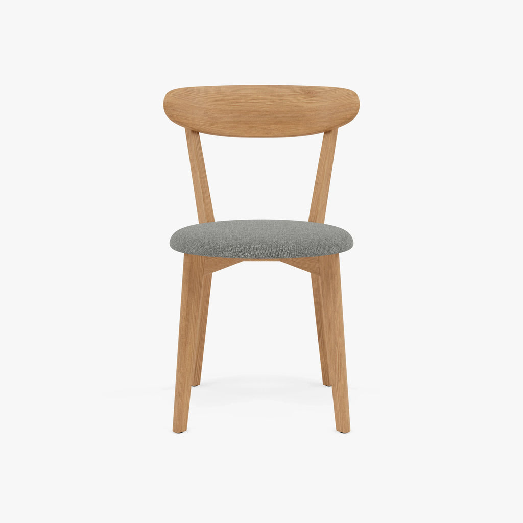 Henrik Dining Chair Pewter Gray Fabric Solid American Oak