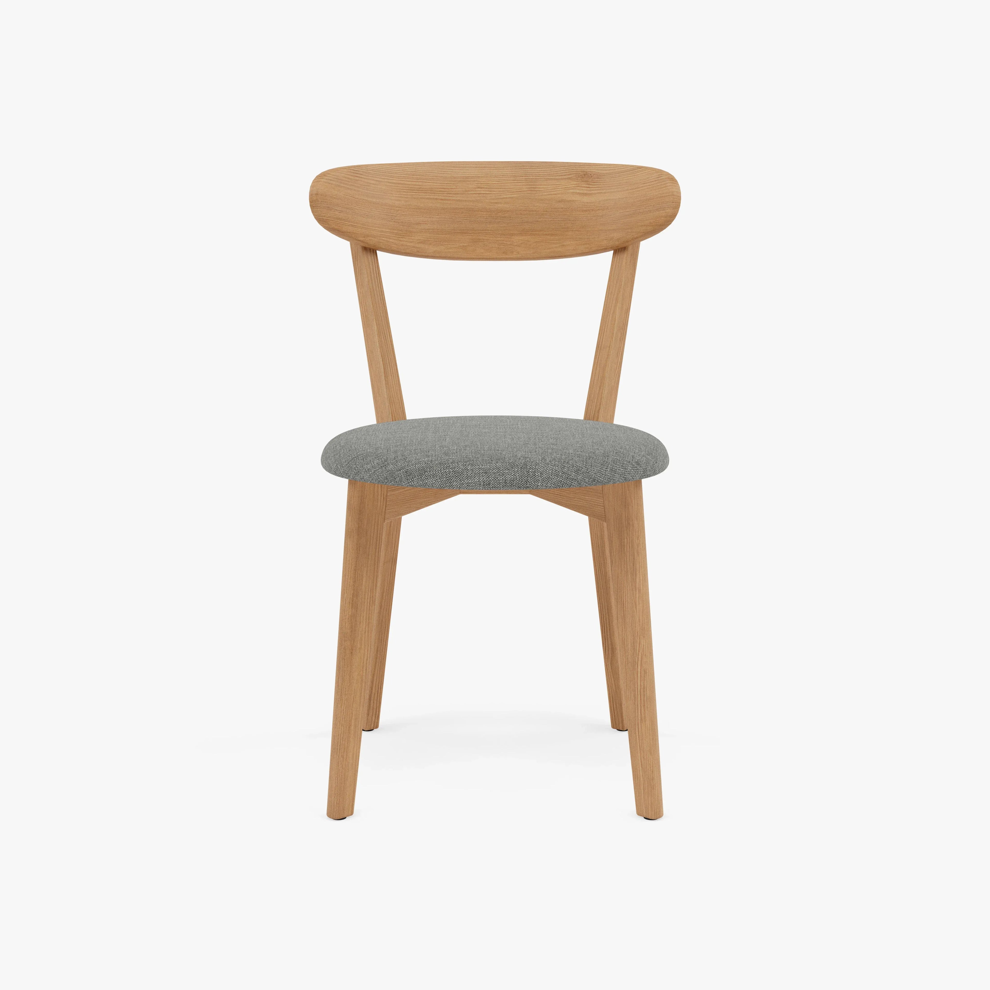 Henrik Dining Chair Pewter Gray Fabric Solid American Oak